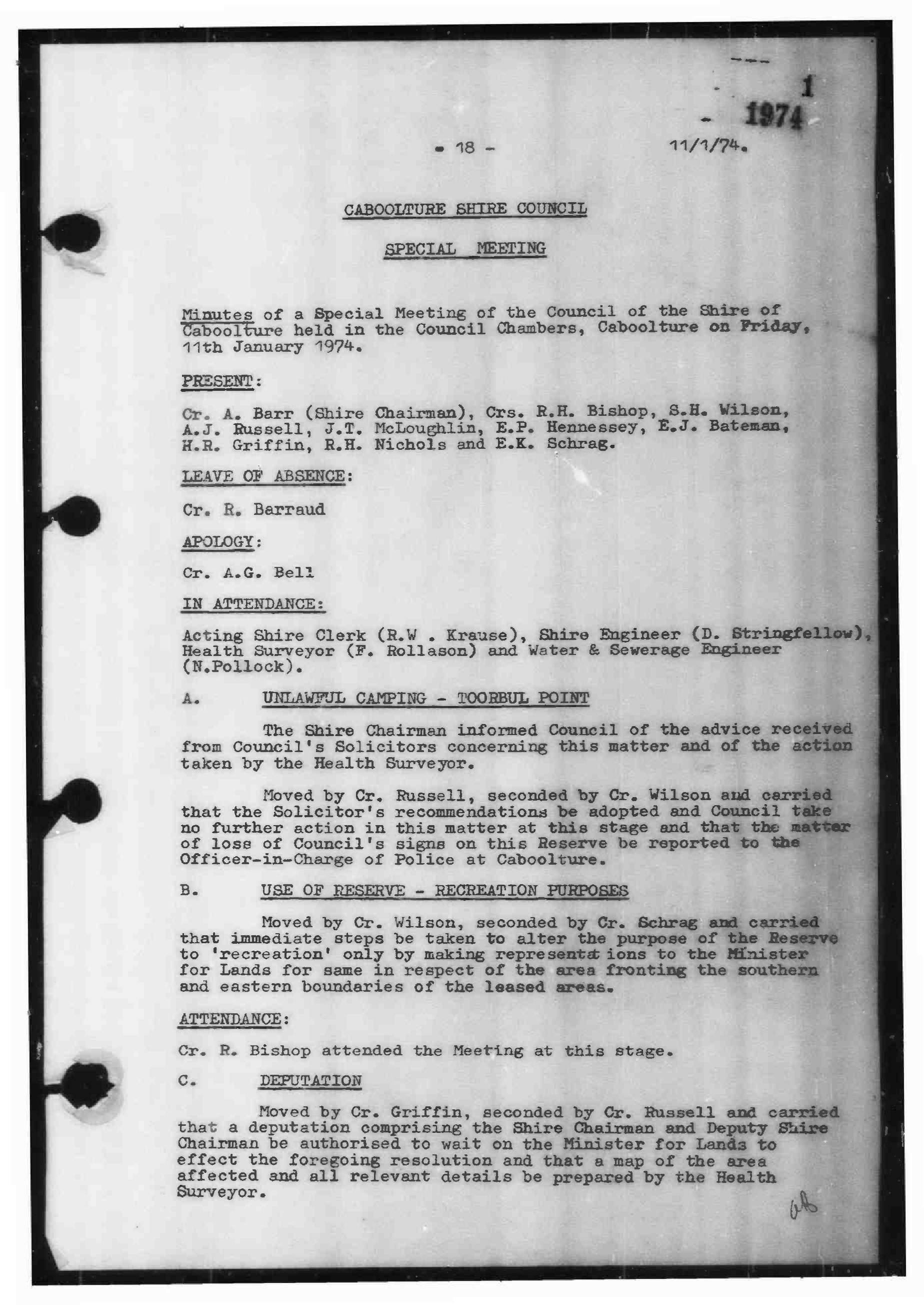 Caboolture Shire Council Minutes - 11 January 1974 - 22 April 1974