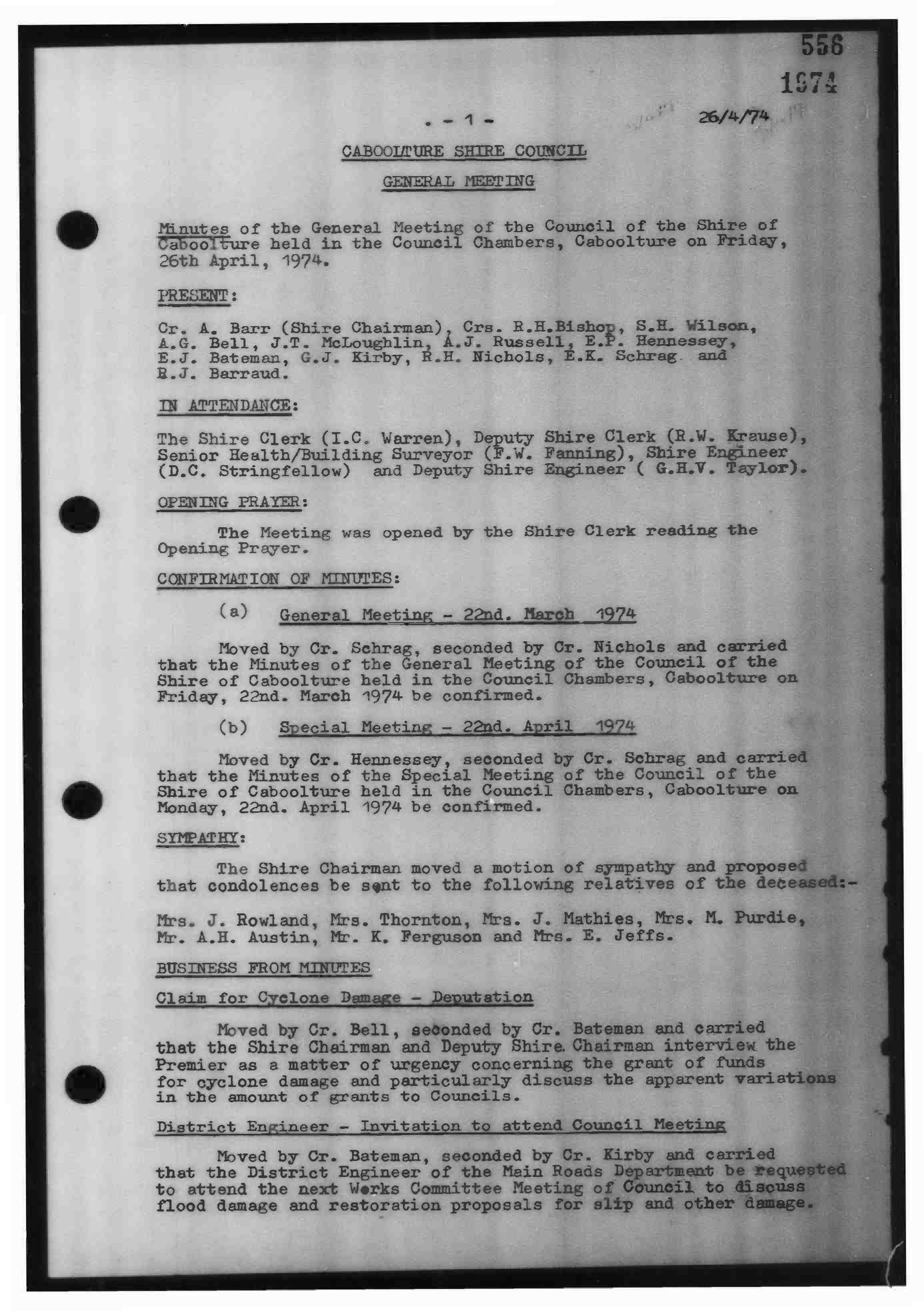 Caboolture Shire Council Minutes - 26 April 1974 - 19 June 1974