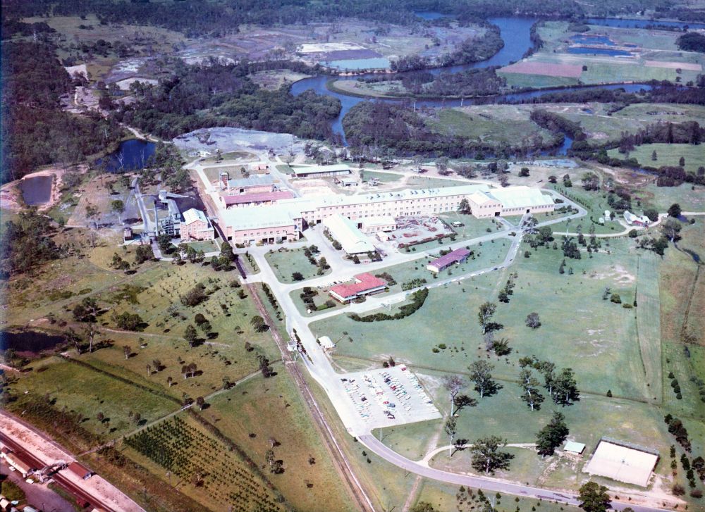 Aerial view of the APM Petrie Mill site, 1965