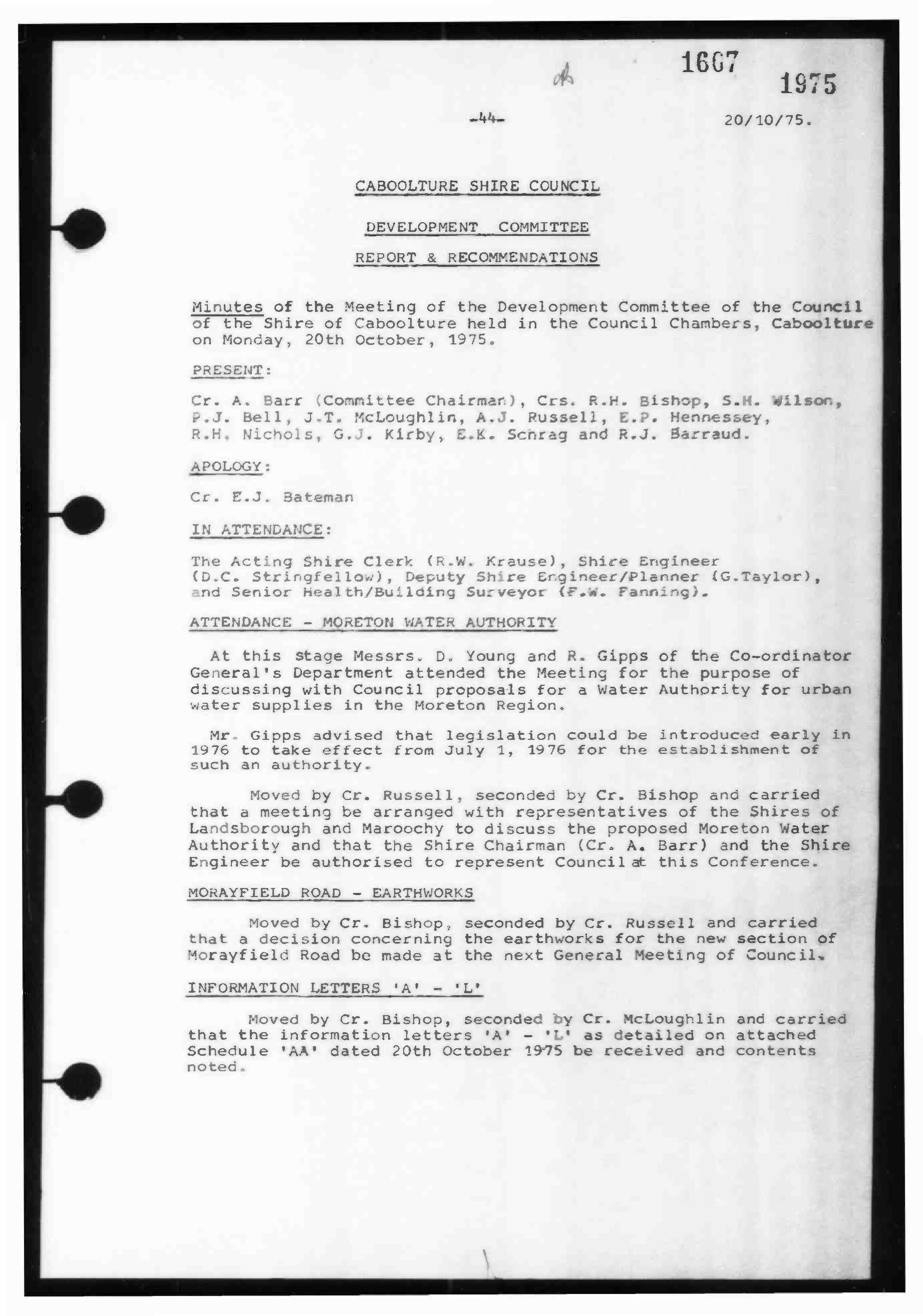 Caboolture Shire Council Minutes - 20 October 1975 - 10 December 1975