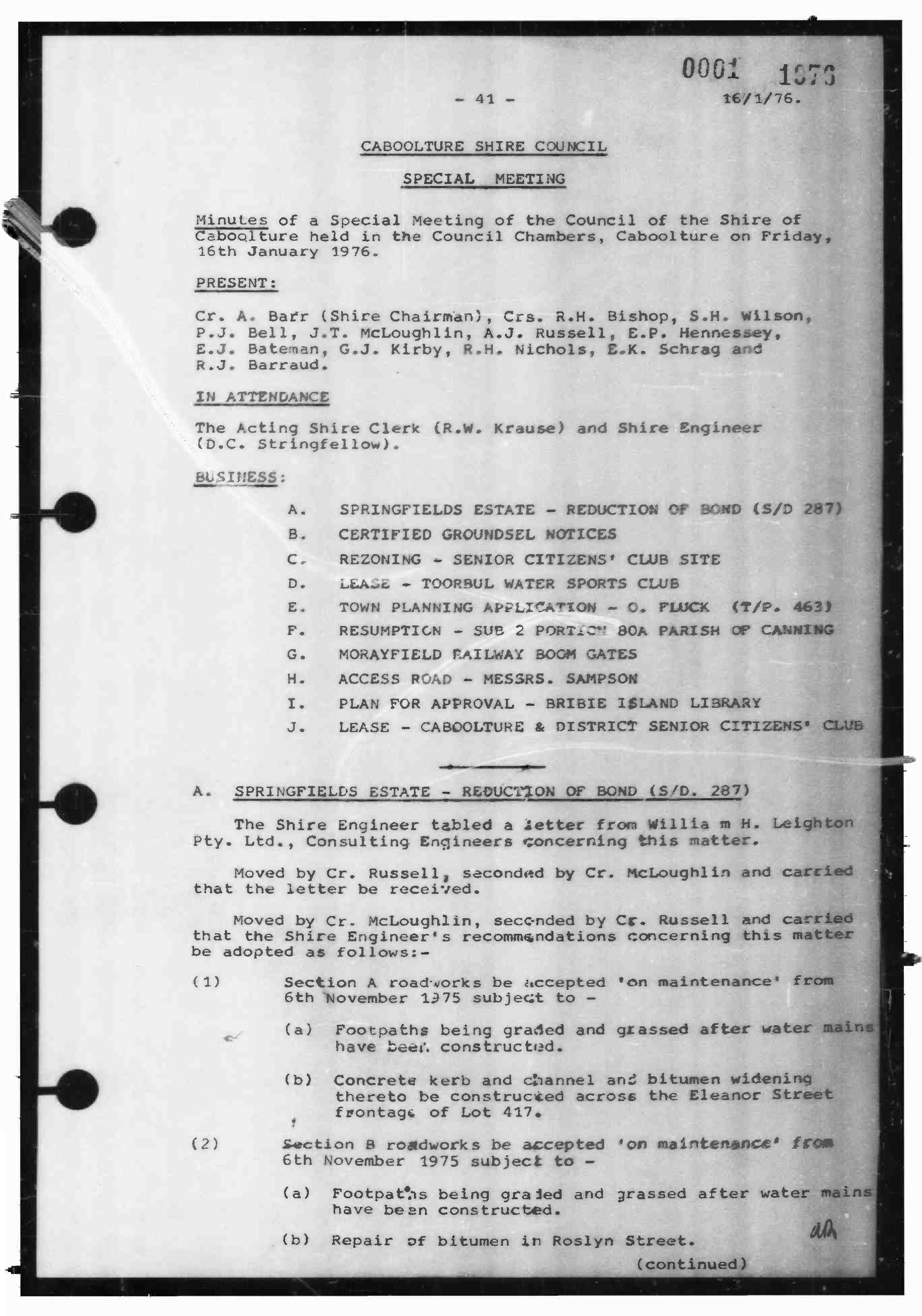Caboolture Shire Council Minutes - 16 January 1976 - 12 April 1976
