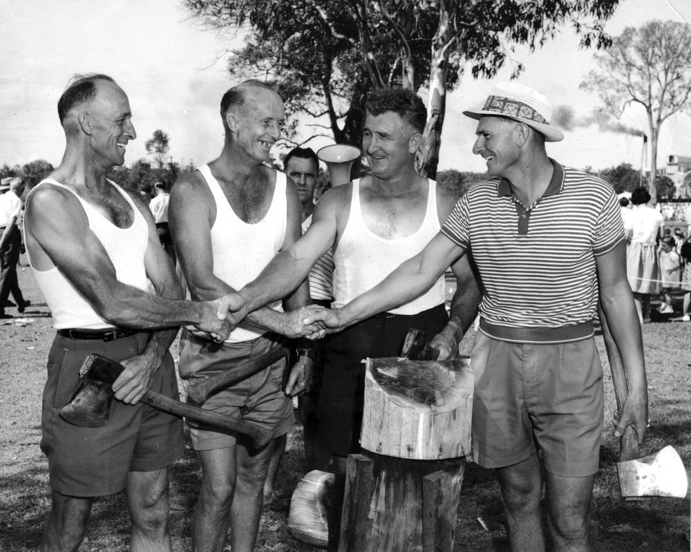 Winners of a wood chop event