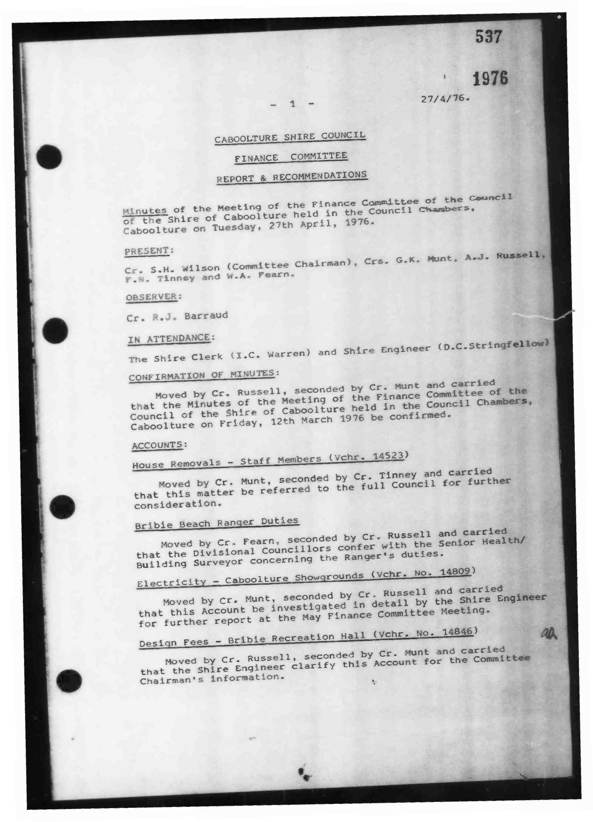 Caboolture Shire Council Minutes - 20 April 1976 - 29 June 1976