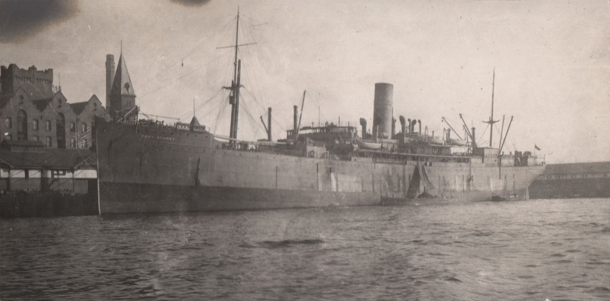 Troopship H.M.A.T. Port Sydney berthed at West Circular Quay