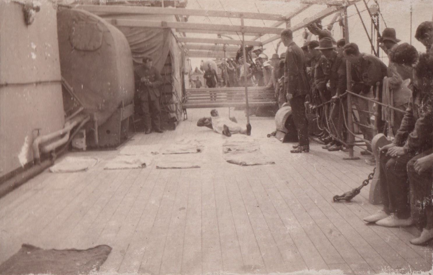 Games being played on the deck of the ship