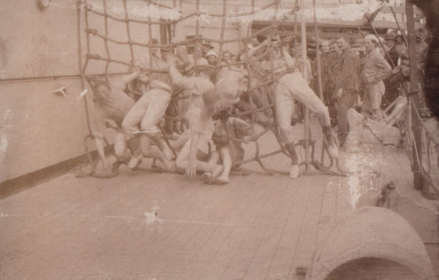 Games being played on the deck of the ship