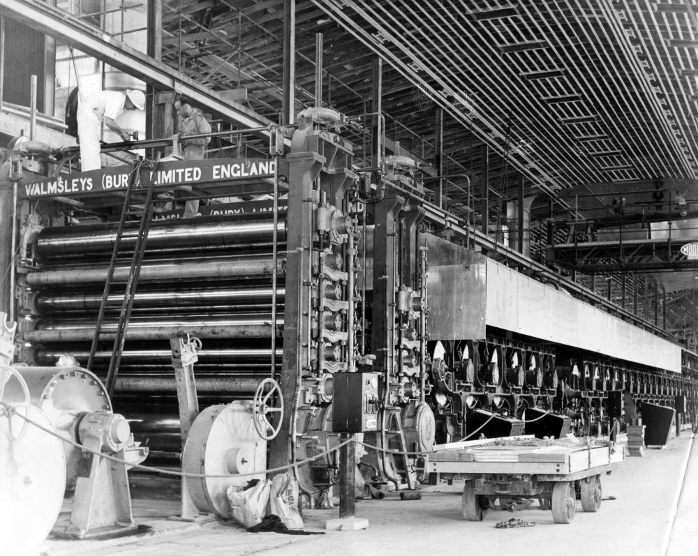 The completed finishing end of the paper machine which involved the erection of 50 dryers