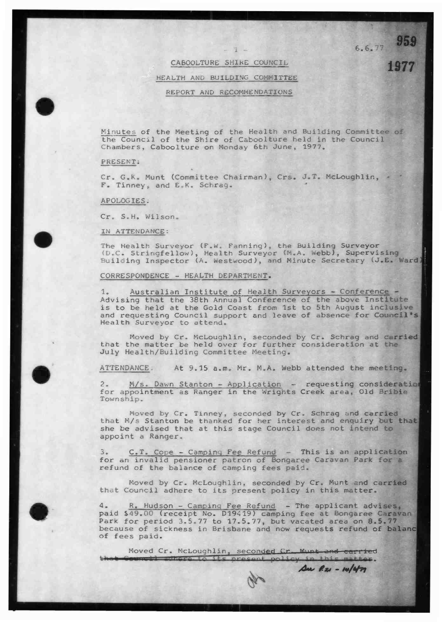 Caboolture Shire Council Minutes - 6 June 1977 - 28 June 1977