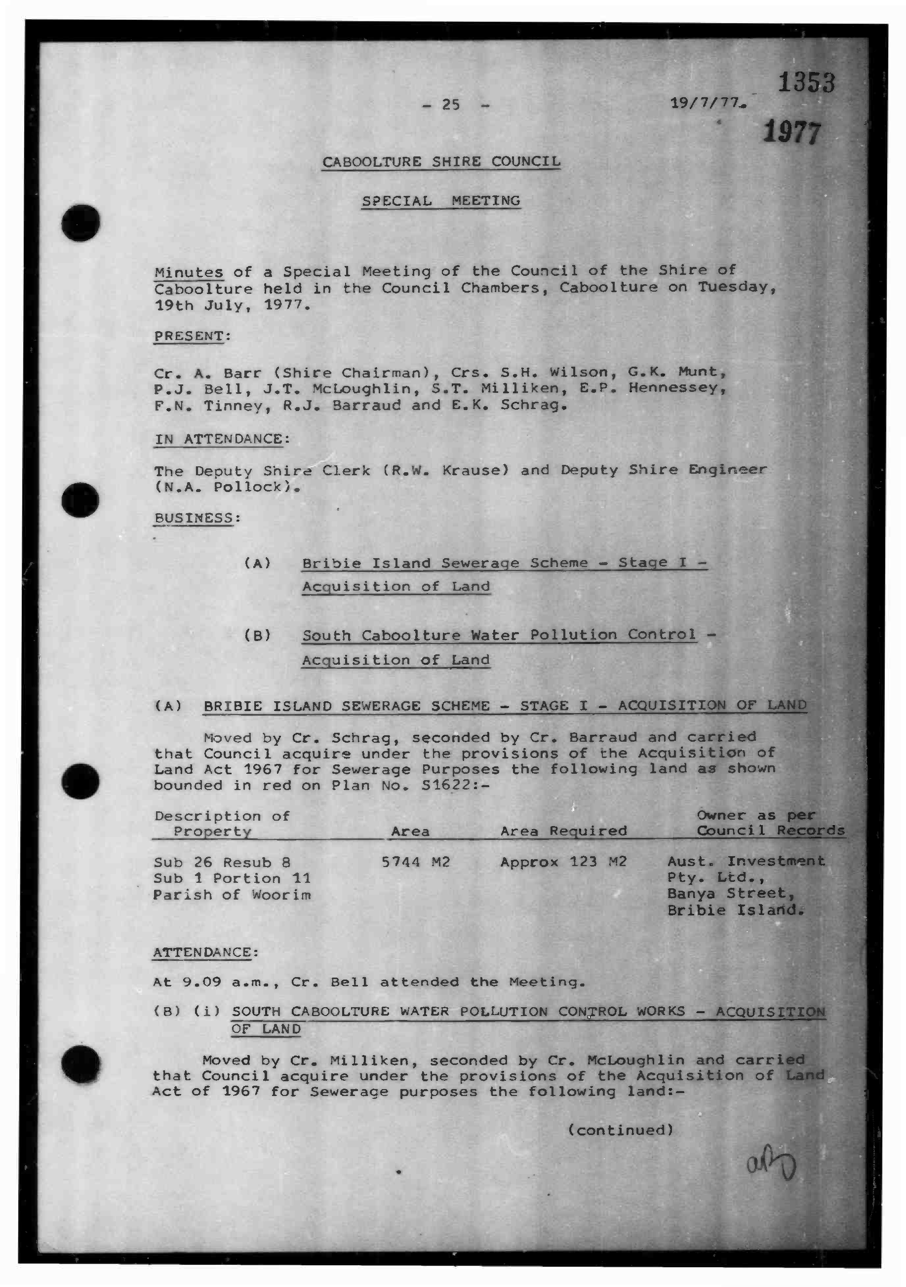 Caboolture Shire Council Minutes - 19 July 1977 - 21 September 1977
