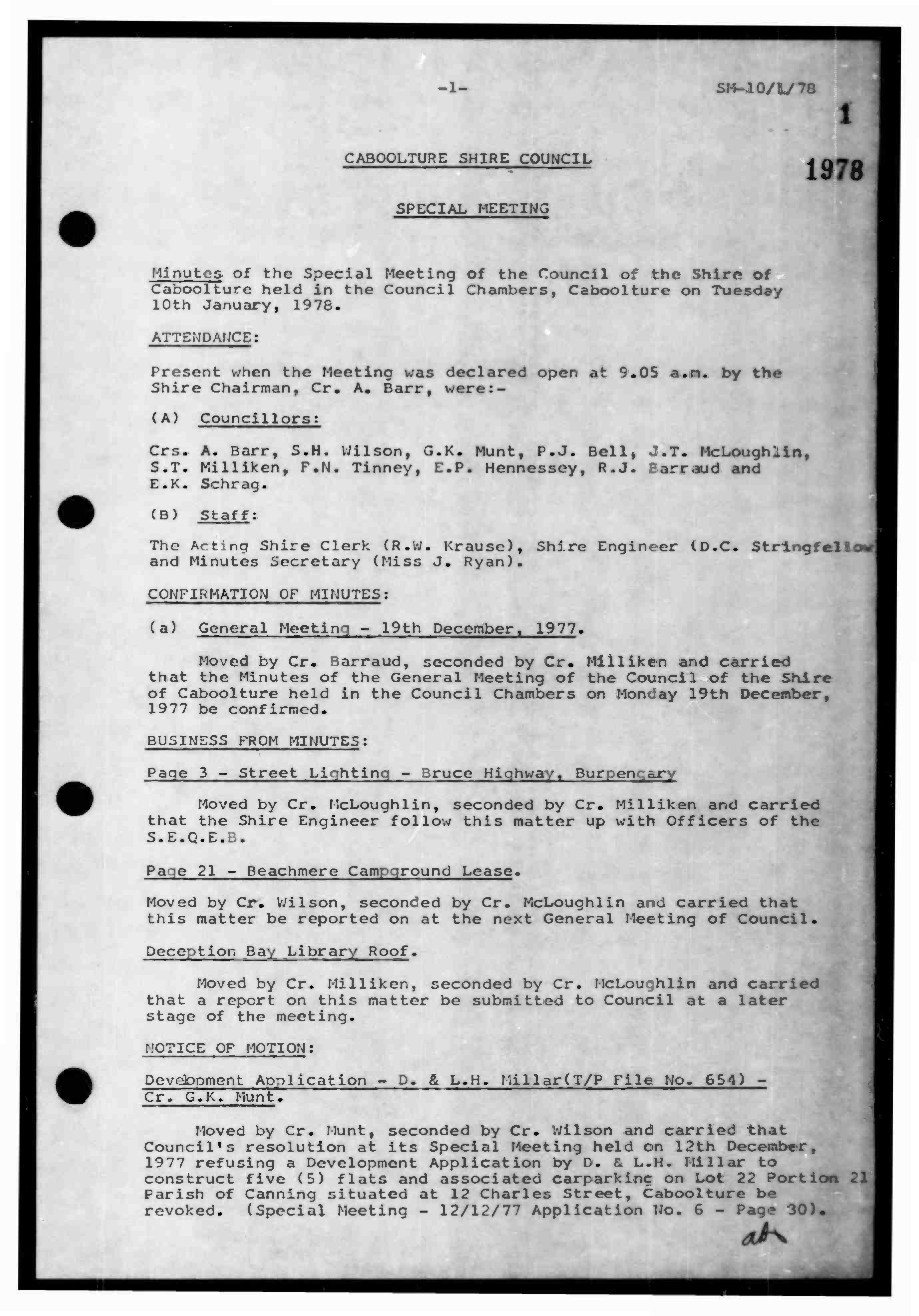 Caboolture Shire Council Minutes - 10 January 1978 - 7 February 1978