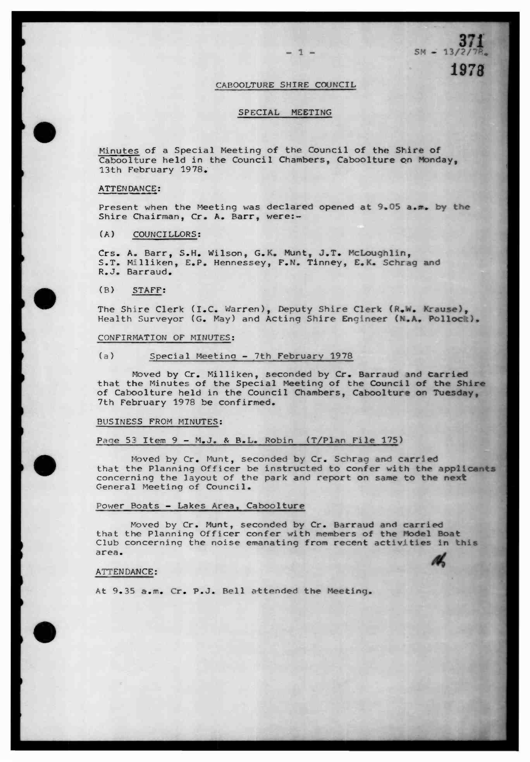 Caboolture Shire Council Minutes - 13 February 1978 - 21 March 1978