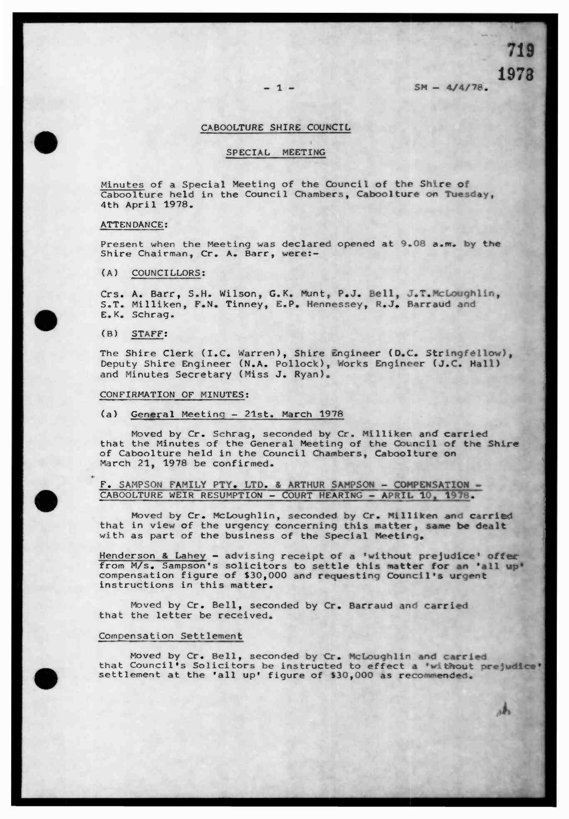 Caboolture Shire Council Minutes - 4 April 1978 - 4 May 1978