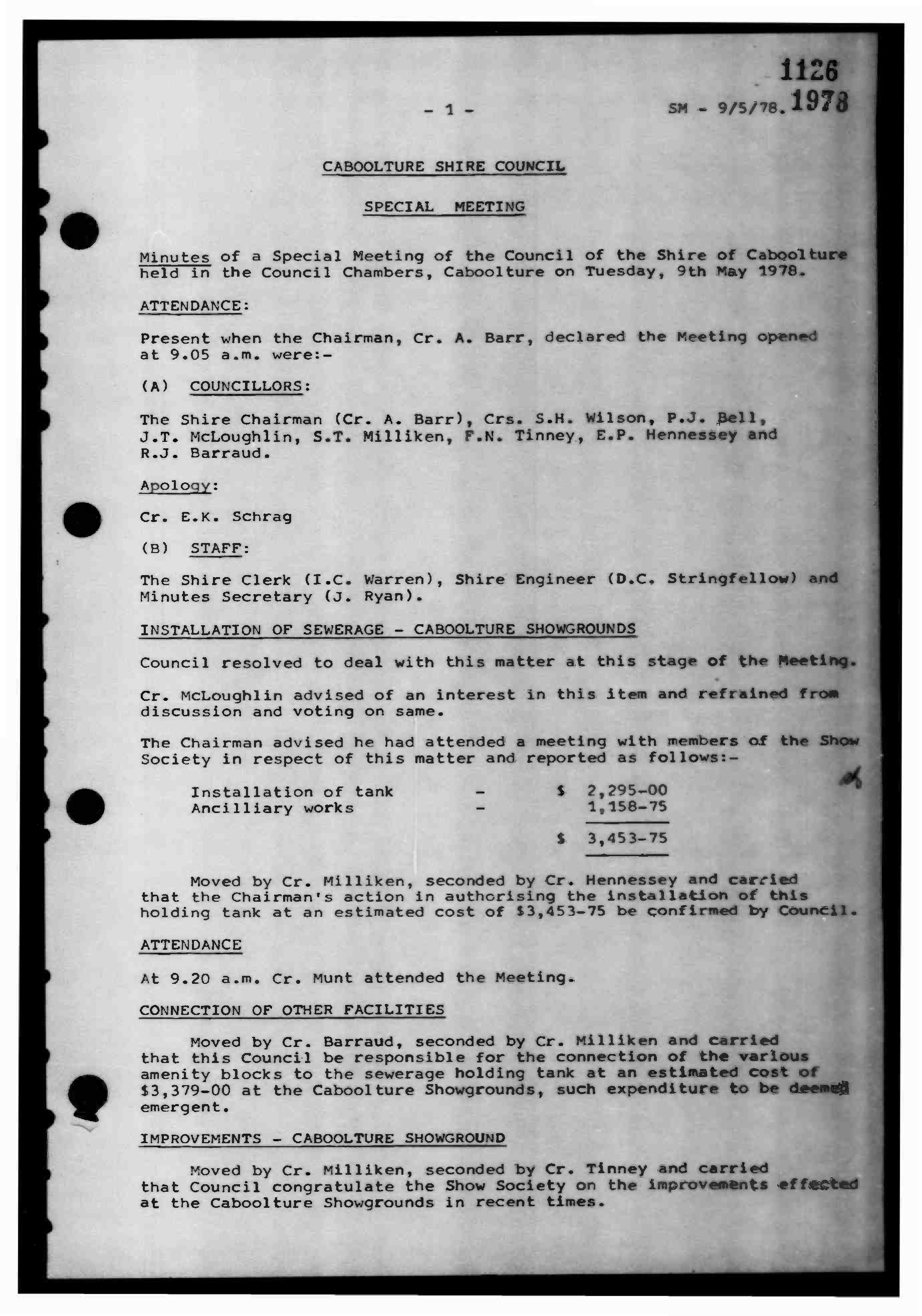 Caboolture Shire Council Minutes - 9 May 1978 - 27 June 1978