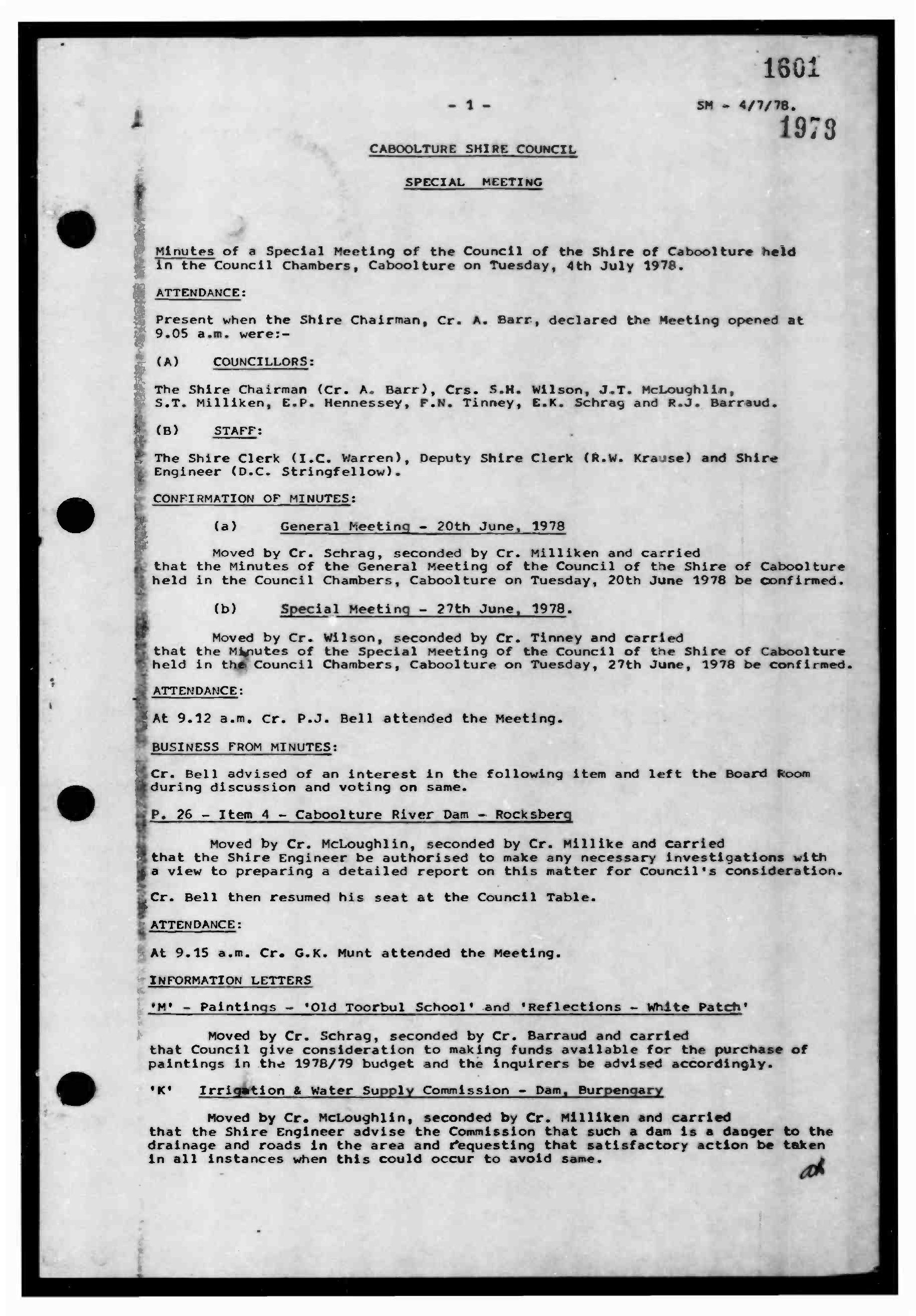 Caboolture Shire Council Minutes - 4 July 1978 - 26 September 1978