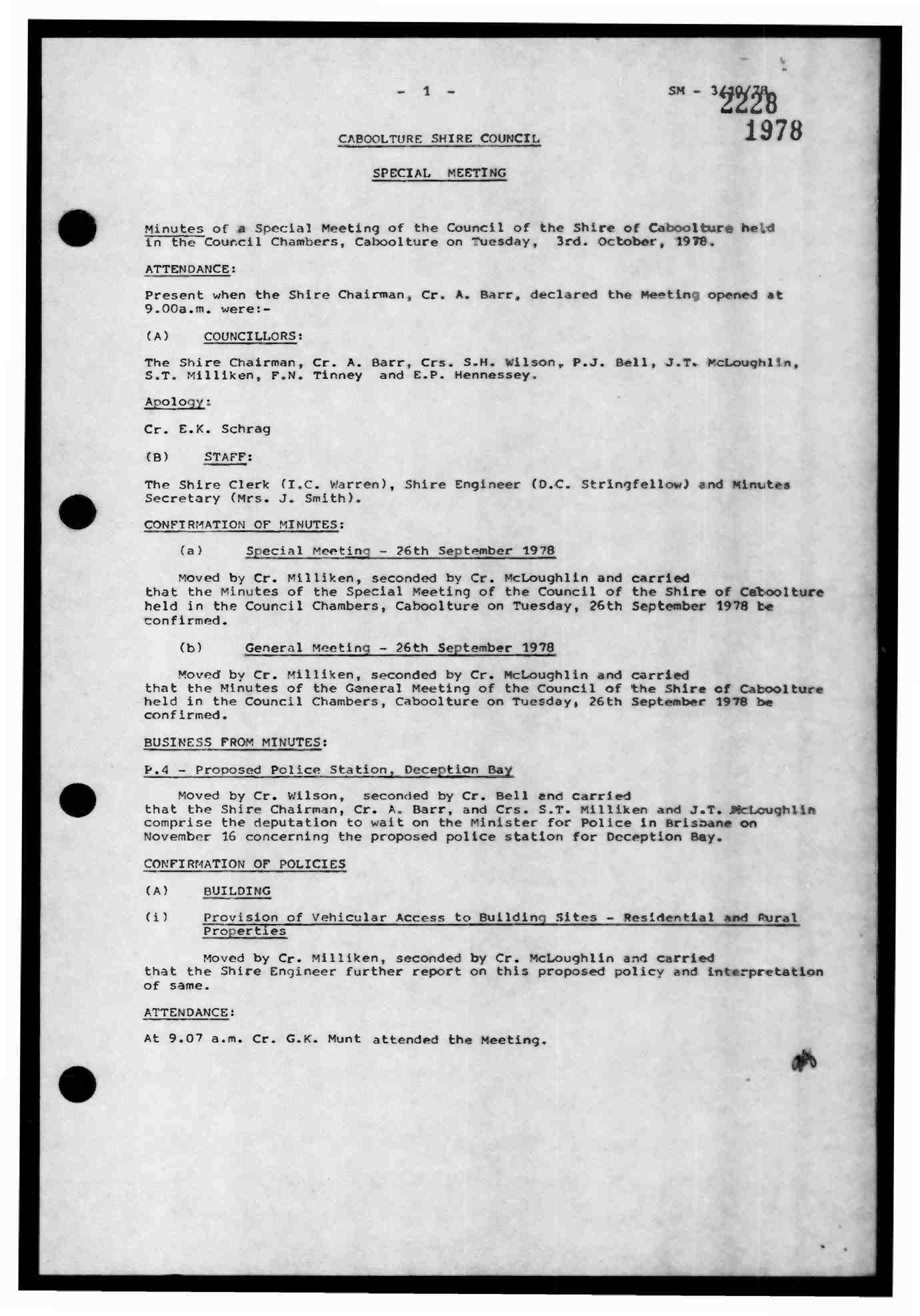 Caboolture Shire Council Minutes - 3 October 1978 - 21 November 1978