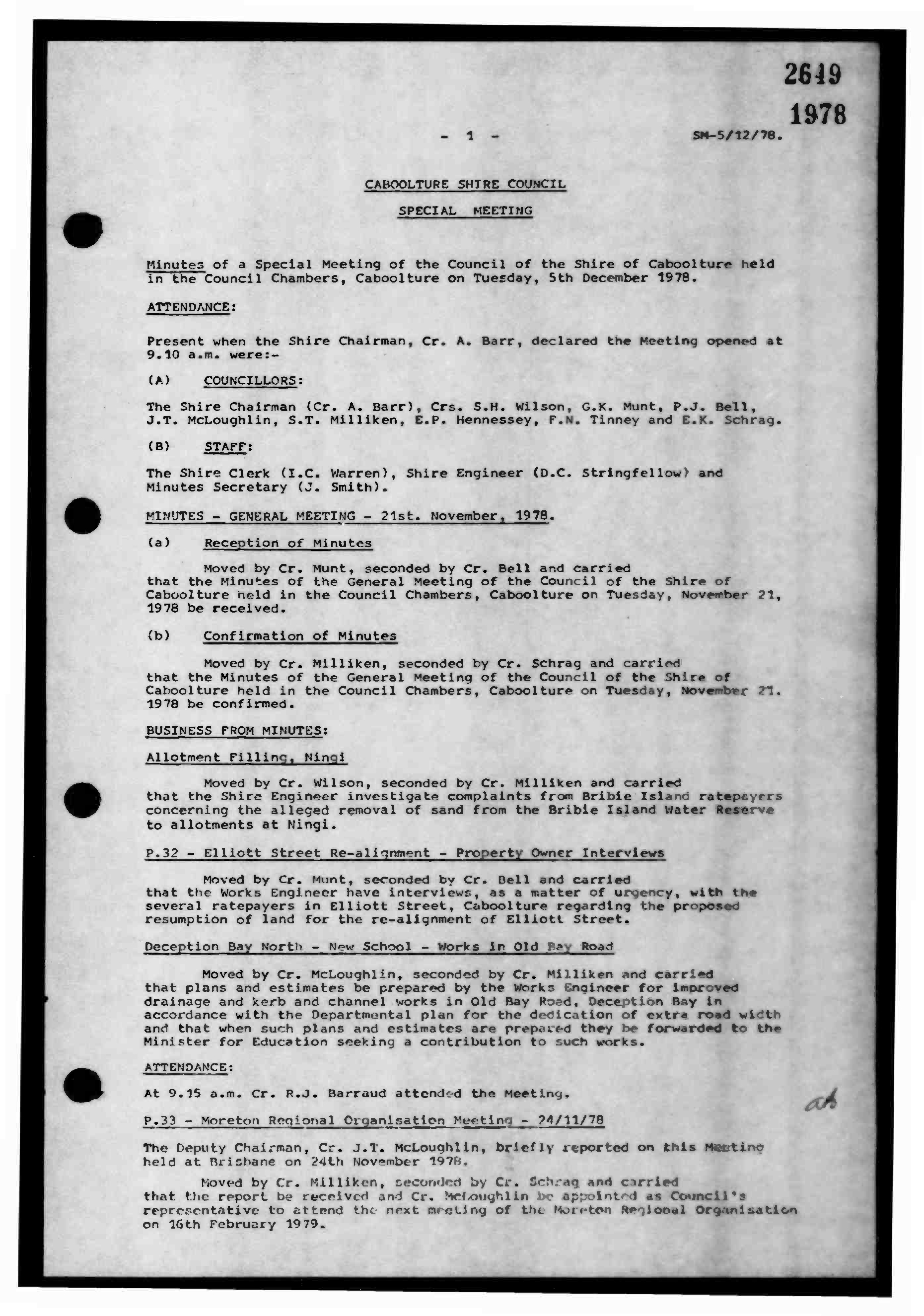 Caboolture Shire Council Minutes - 5 December 1978 - 19 December 1978