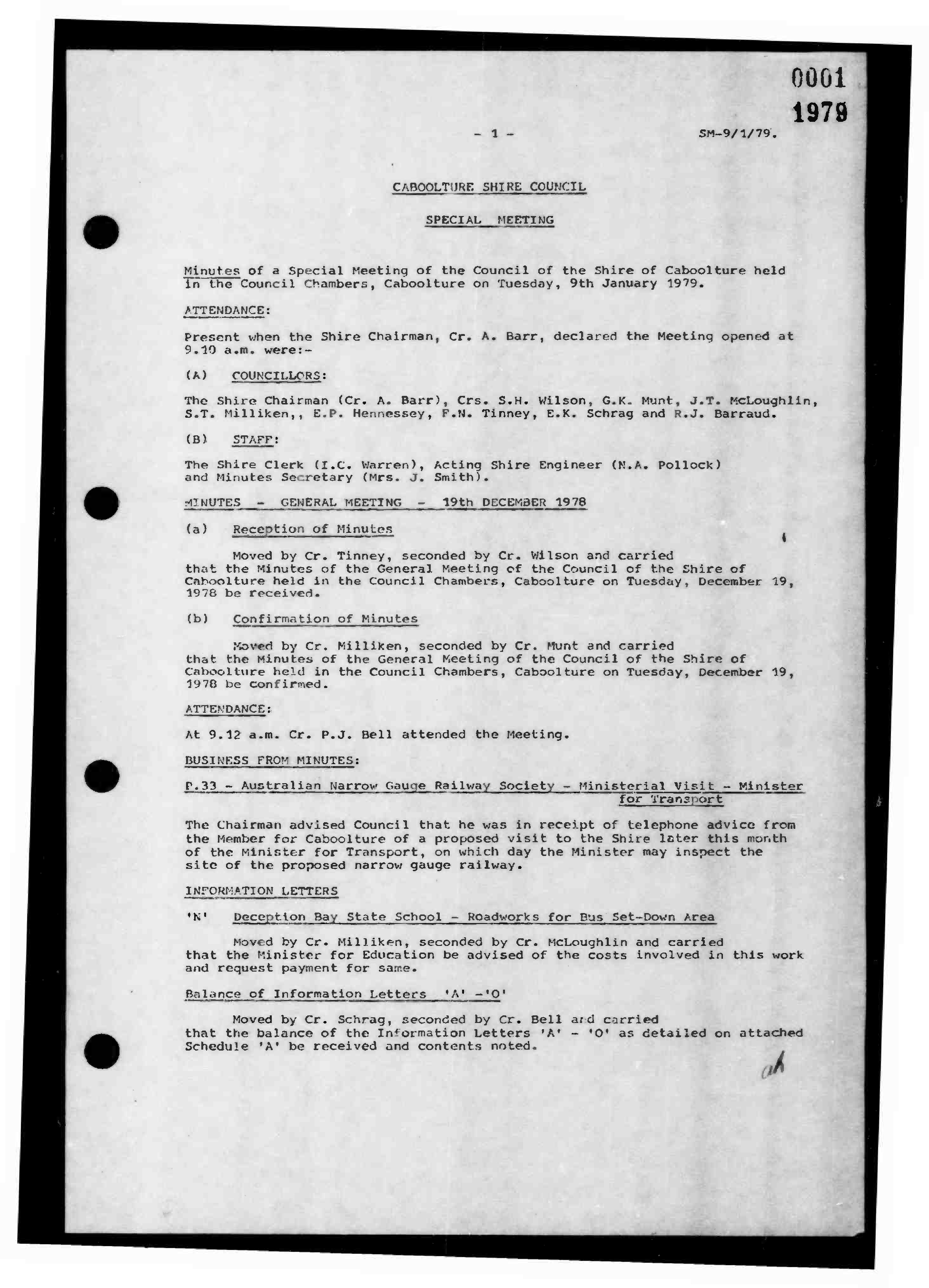Caboolture Shire Council Minutes - 9 January 1979 - 7 February 1979