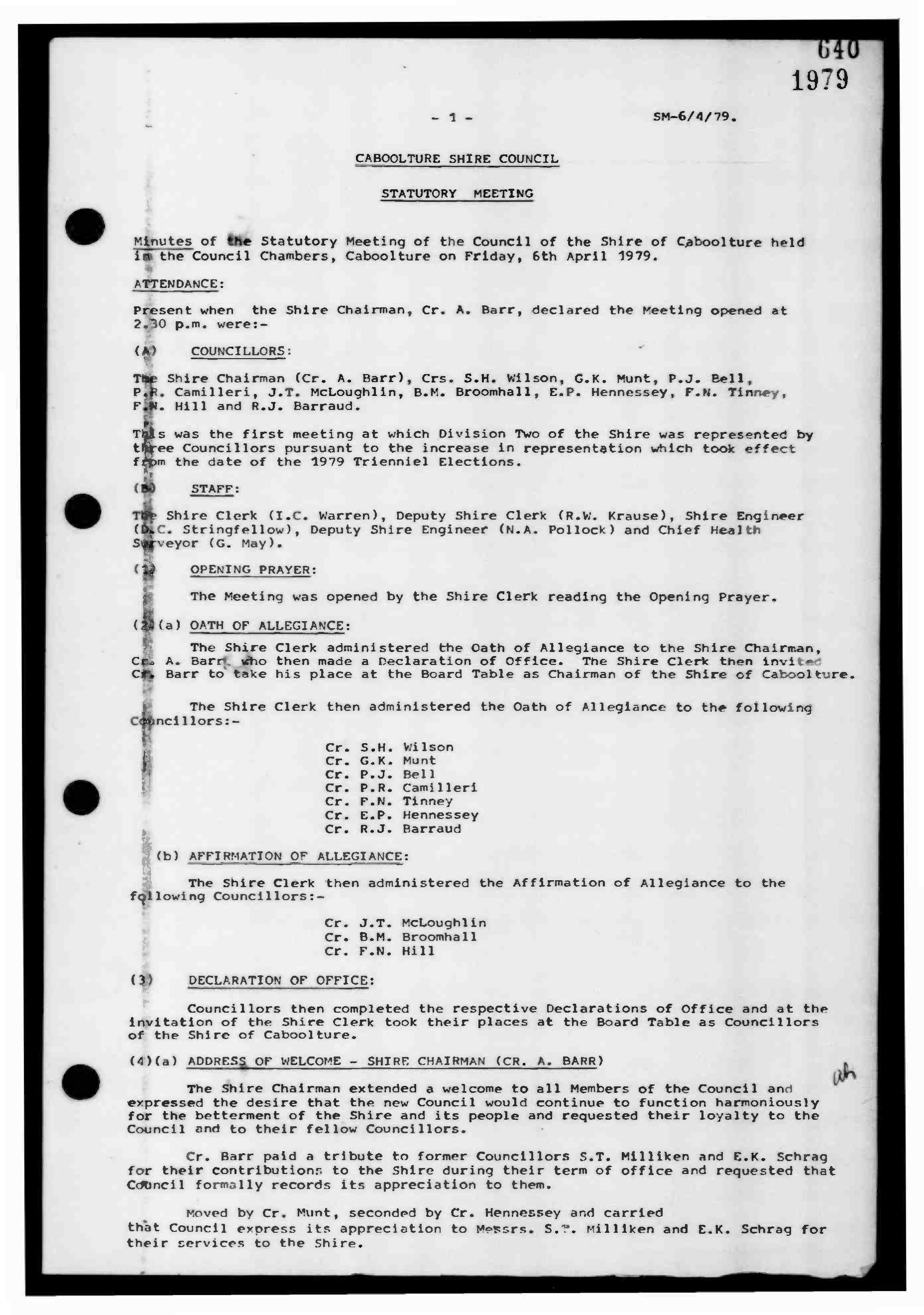 Caboolture Shire Council Minutes - 6 April 1979 - 15 May 1979