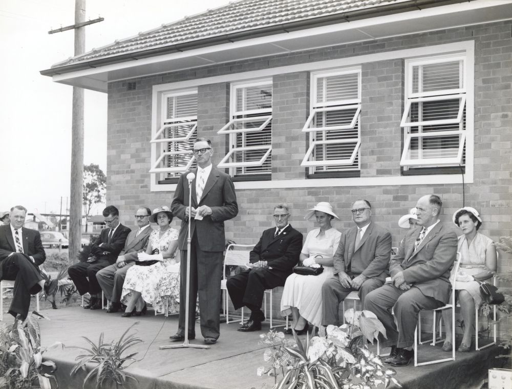 Opening of the Pine Rivers Shire Council building, Gympie Road Strathpine on 5 March 1960