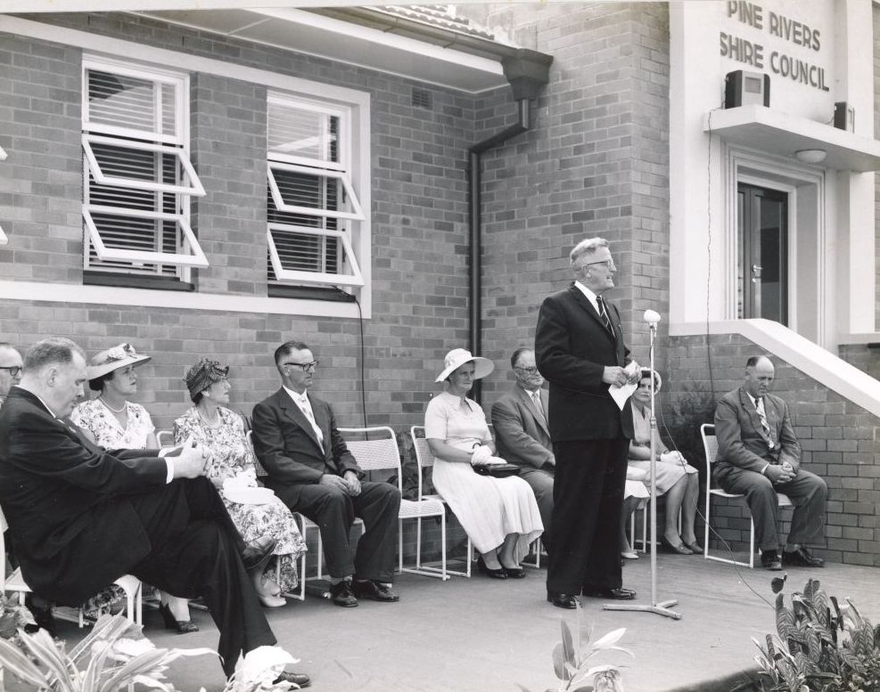 Opening of the Pine Rivers Shire Council building, Gympie Road Strathpine on 5 March 1960