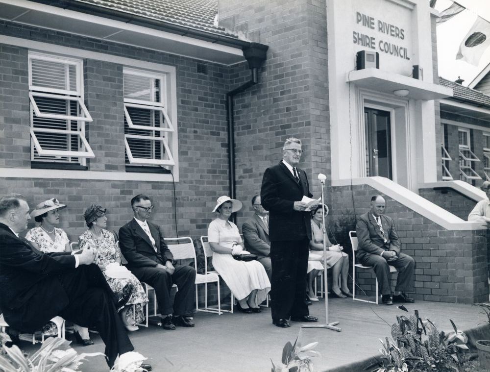 Opening of the Pine Rivers Shire Council building, Gympie Road Strathpine on 5 March 1960