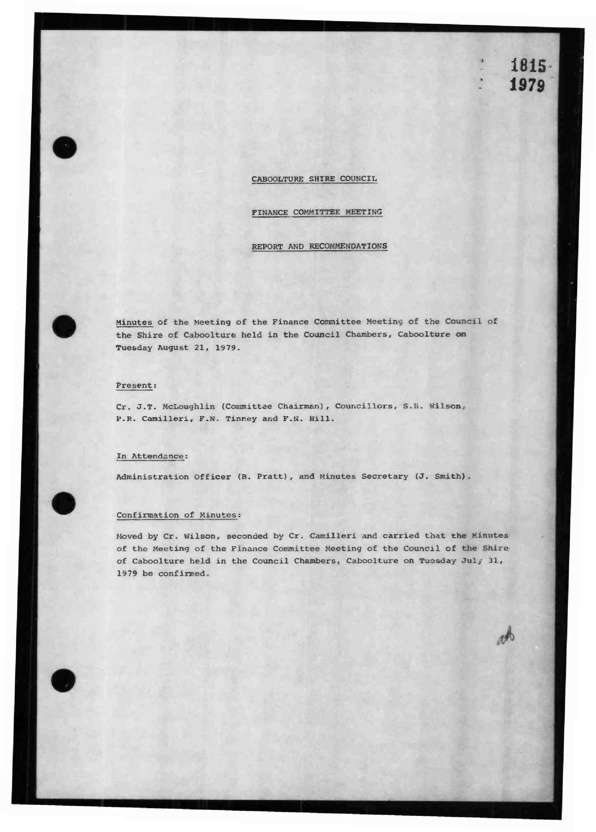 Caboolture Shire Council Minutes - 21 August 1979 - 25 September 1979