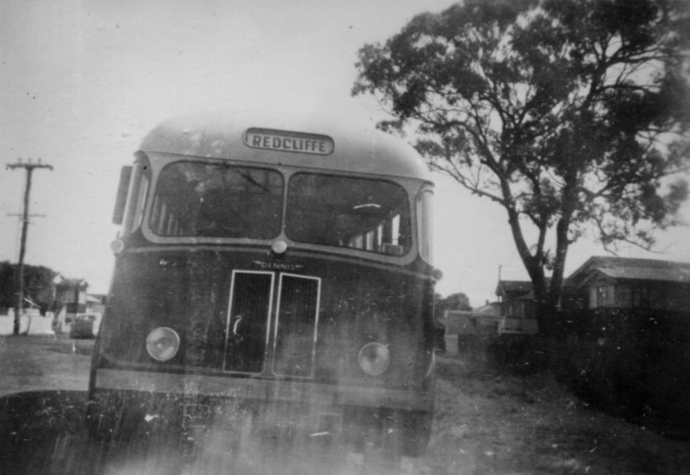 Front view of a Dennis Lancet bus, ca. 1951