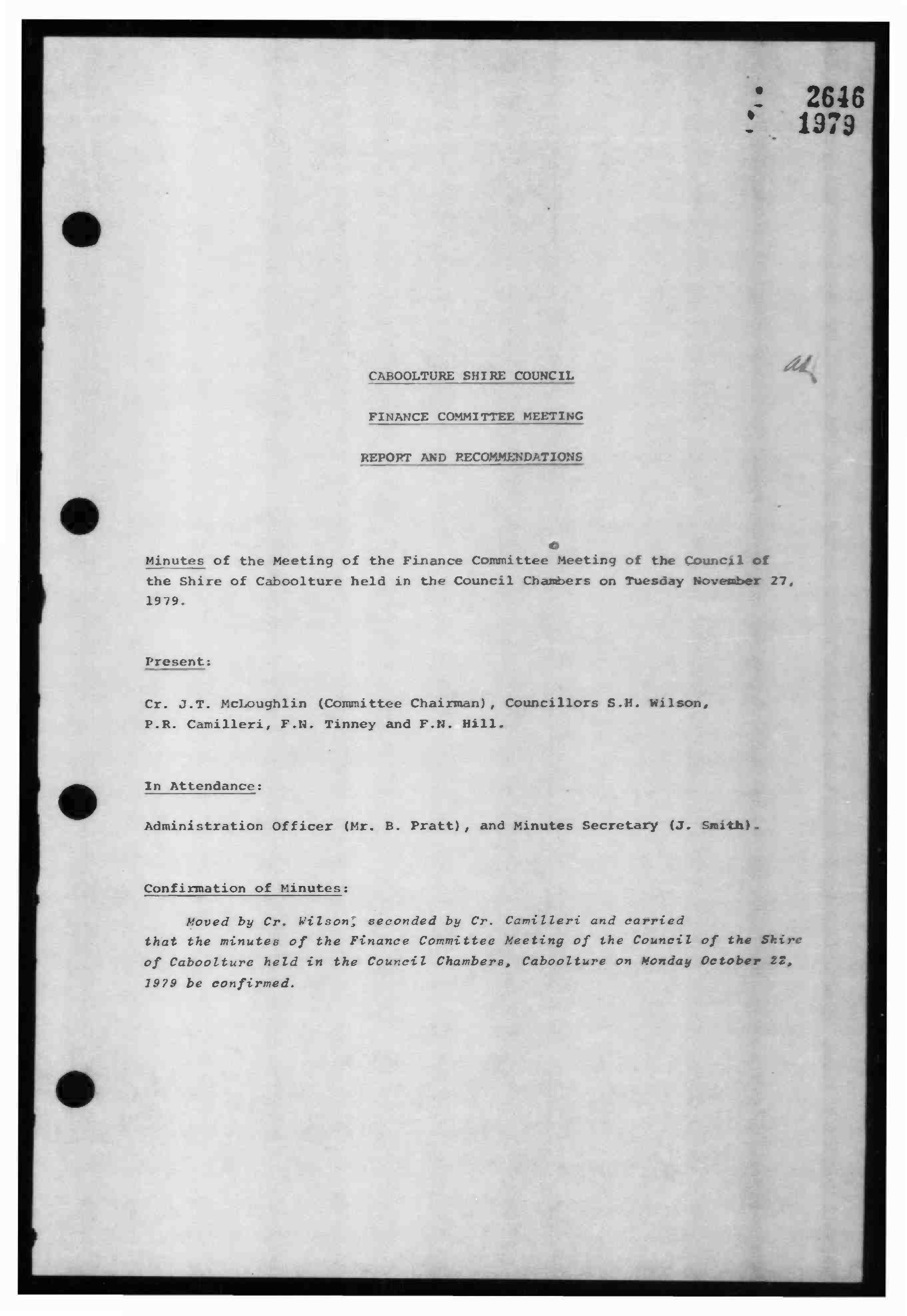 Caboolture Shire Council Minutes - 27 November 1979 - 11 December 1979