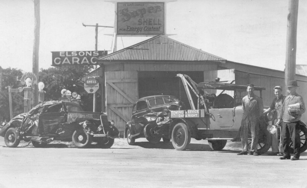 Damaged vehicles at Elson's garage