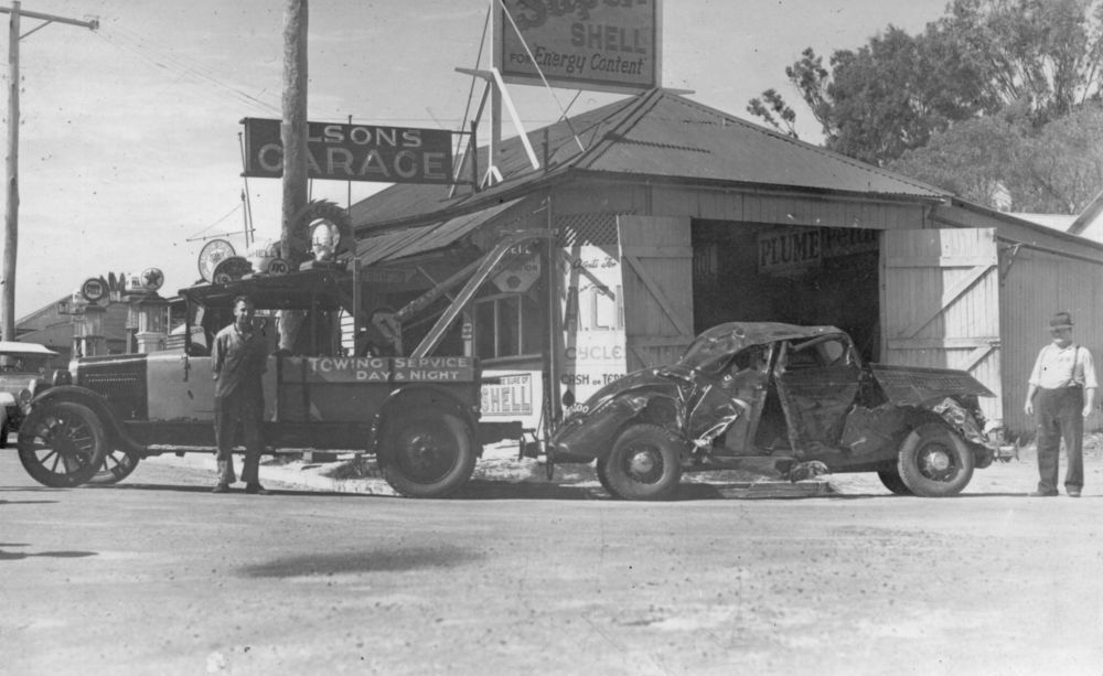 Damaged vehicle at Elson's garage