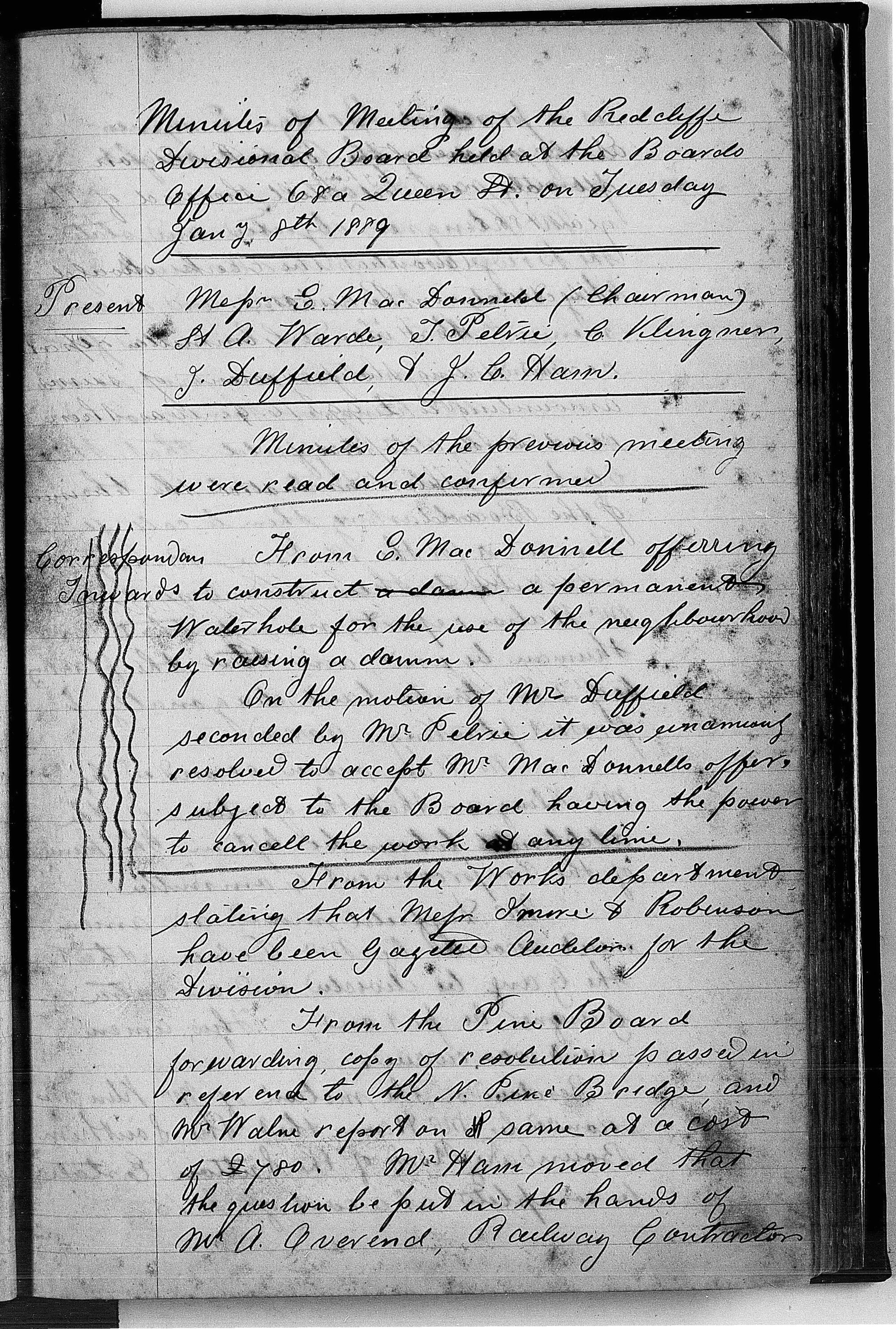 Redcliffe Divisional Board Minutes - 8 January 1889 - 18 December 1889