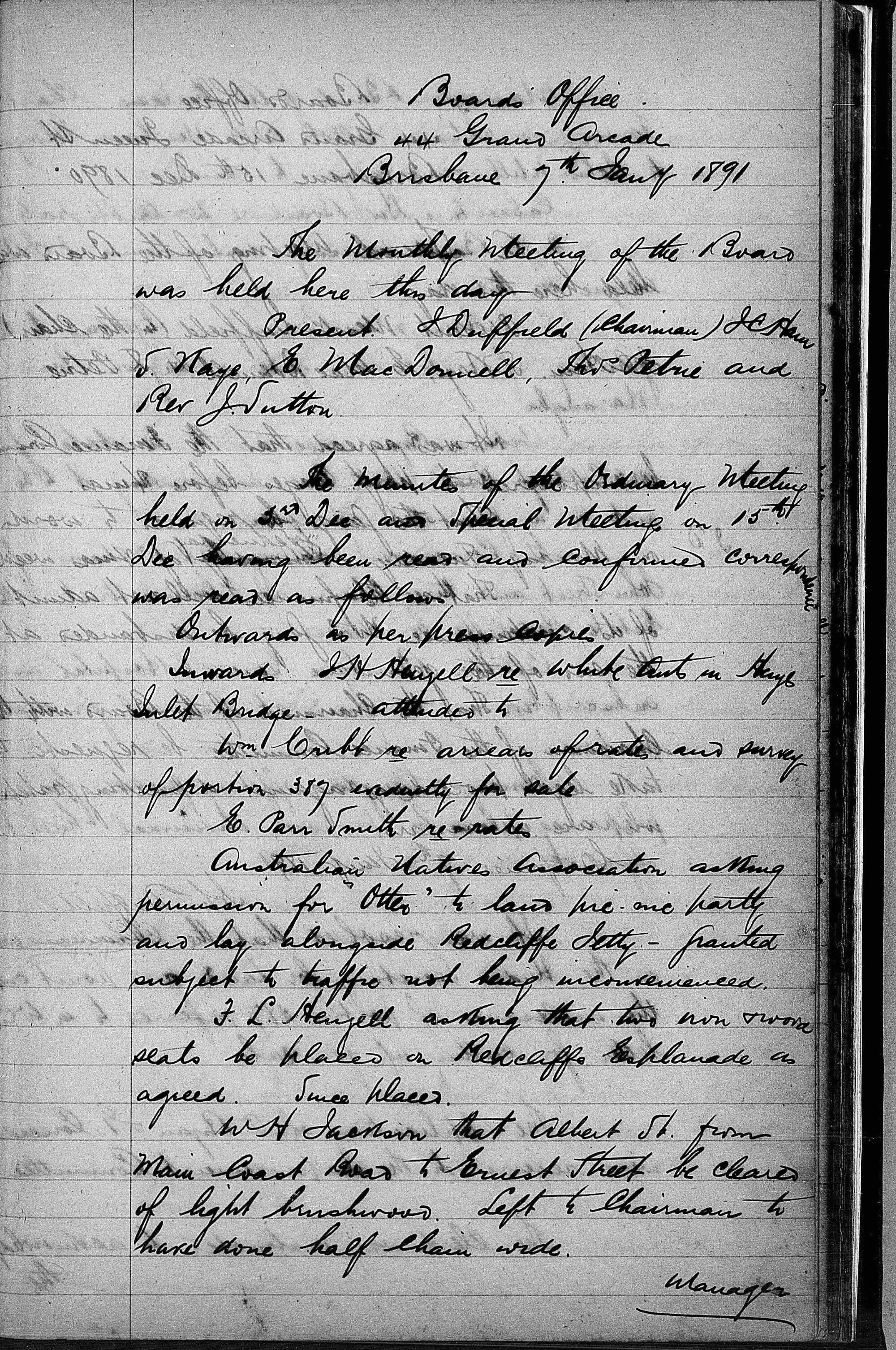 Redcliffe Divisional Board Minutes - 7 January 1891 - 5 August 1891