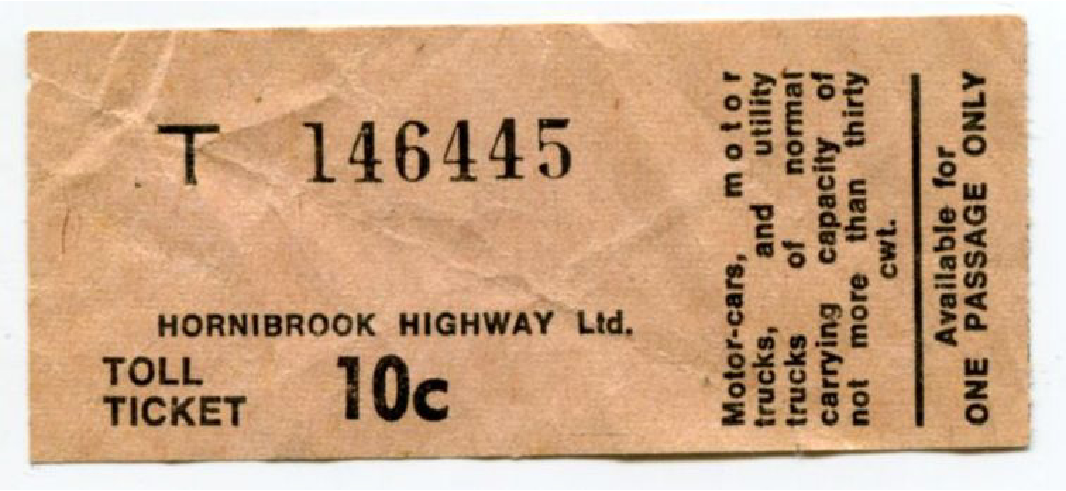 Hornibrook Highway 10c Toll Ticket
