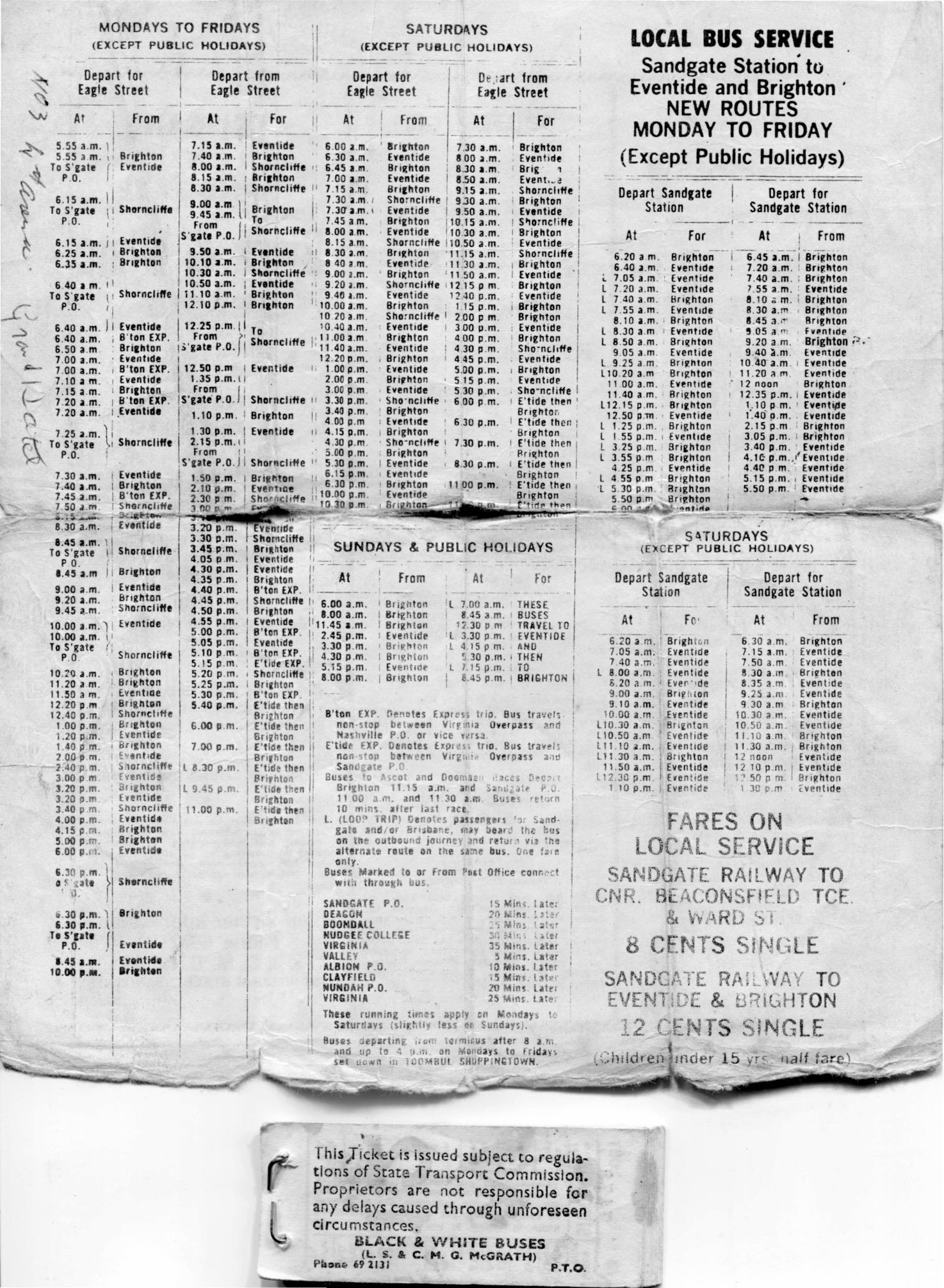 Black &amp; White Buses timetable and ticket