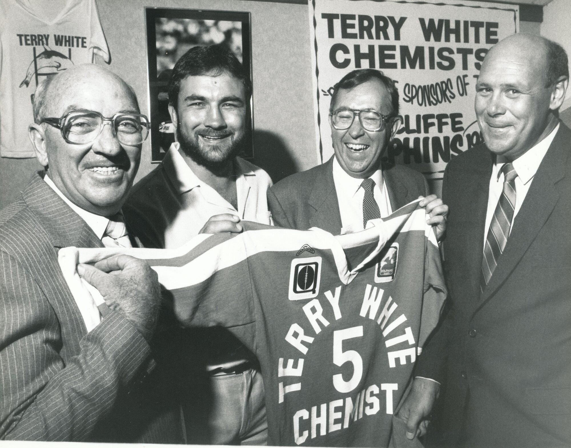 Terry White with sponsorship jersey