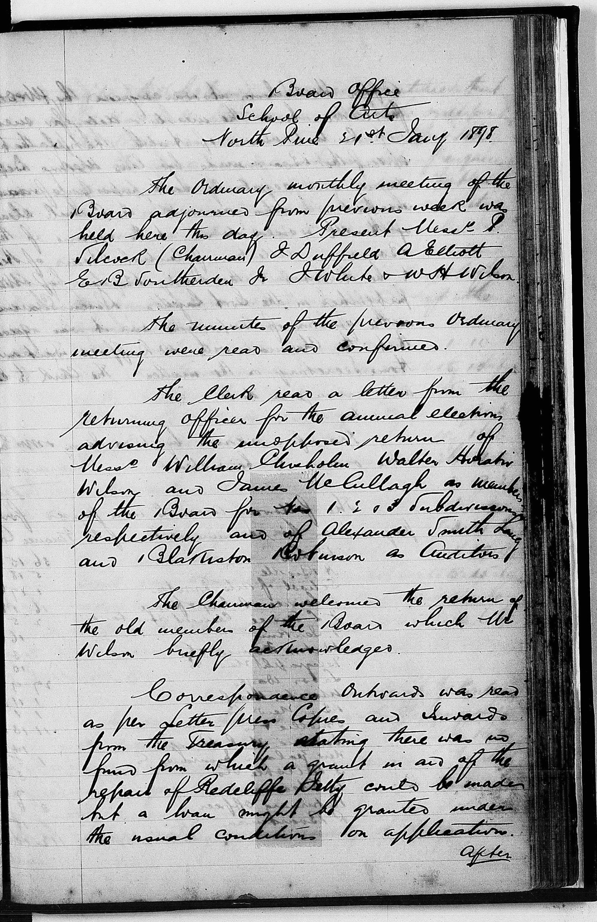 Redcliffe Divisional Board Minutes - 21 January 1898 - 9 December 1898