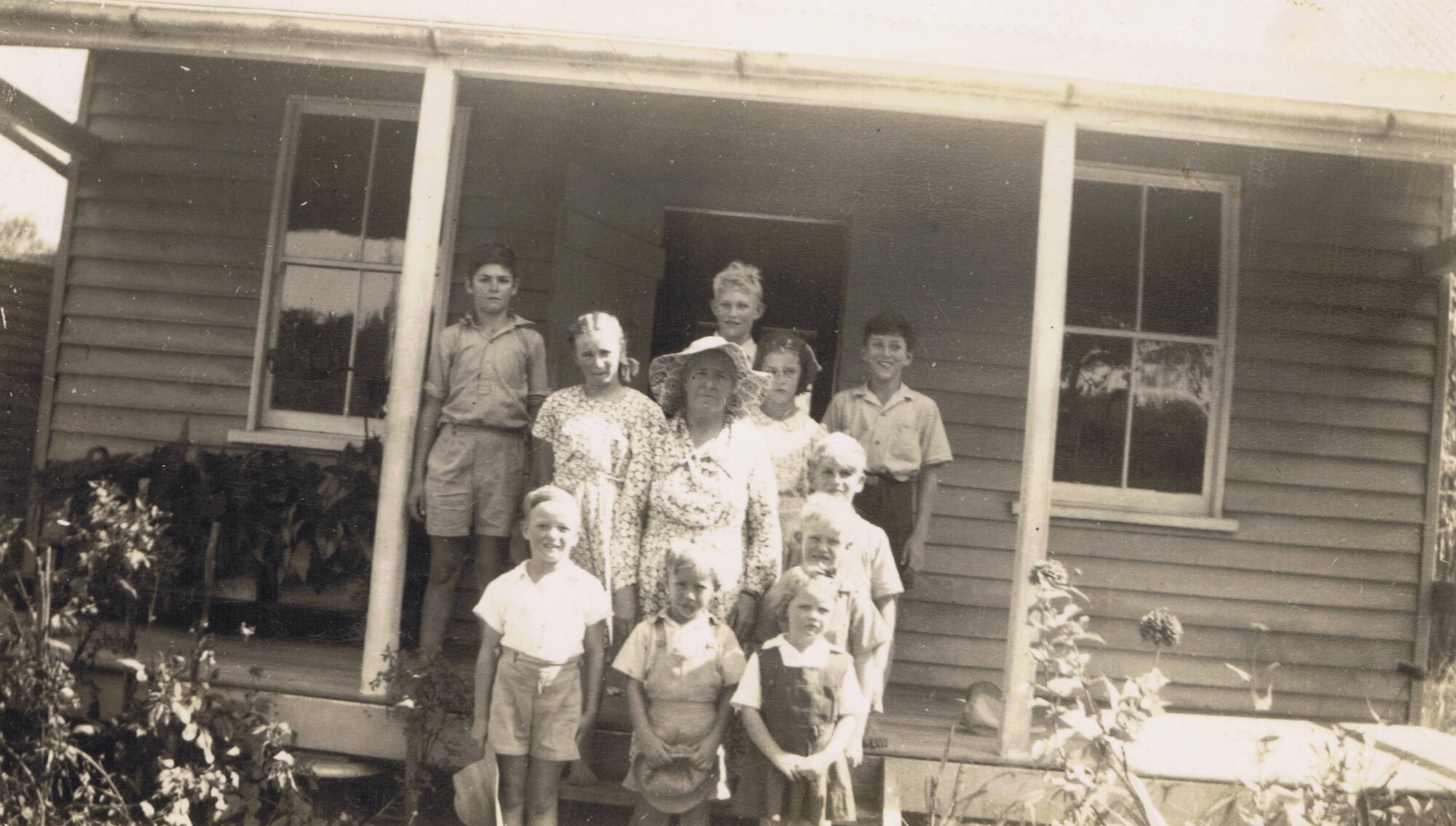 Miss Chapman with school children