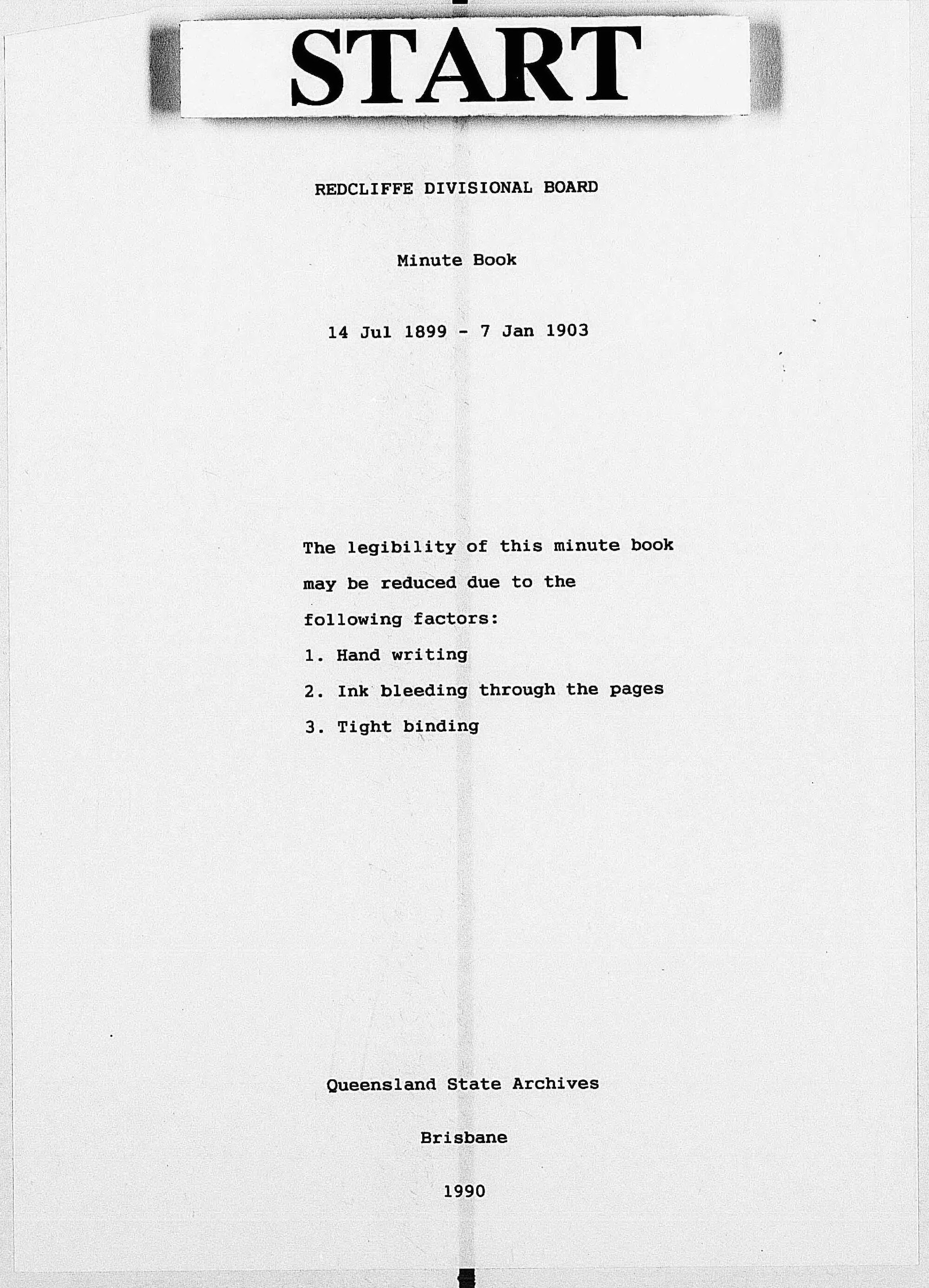 Redcliffe Divisional Board Minutes - 14 July 1899 - 8 December 1899