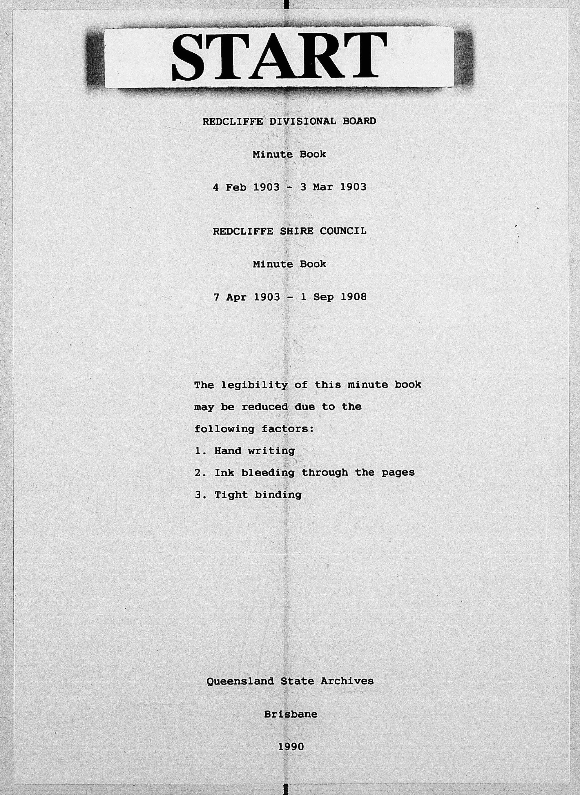 Redcliffe Divisional Board Minutes - 4 February 1903 - 3 March 1903