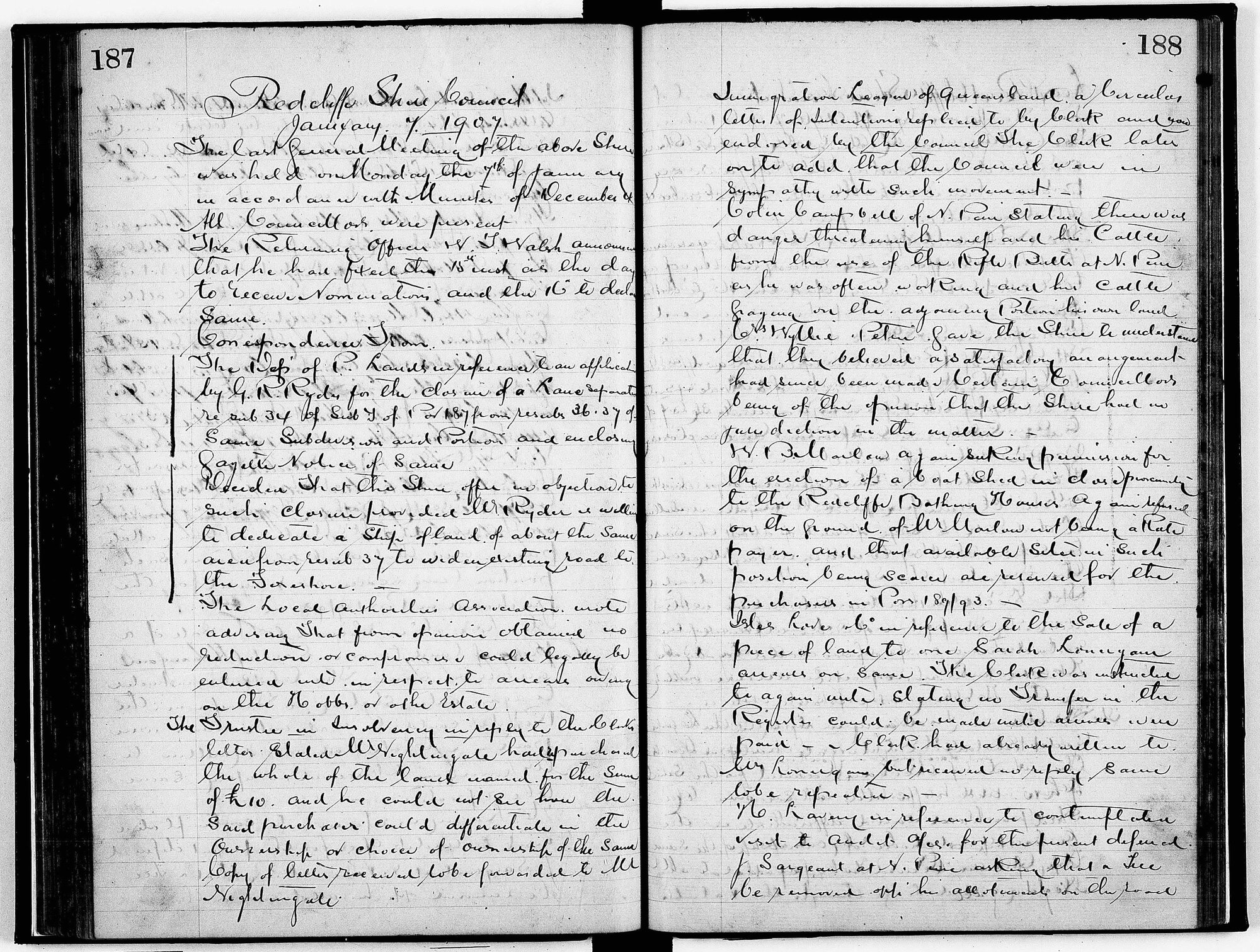 Redcliffe Shire Council Minutes - 7 January 1907 - 8 December 1907