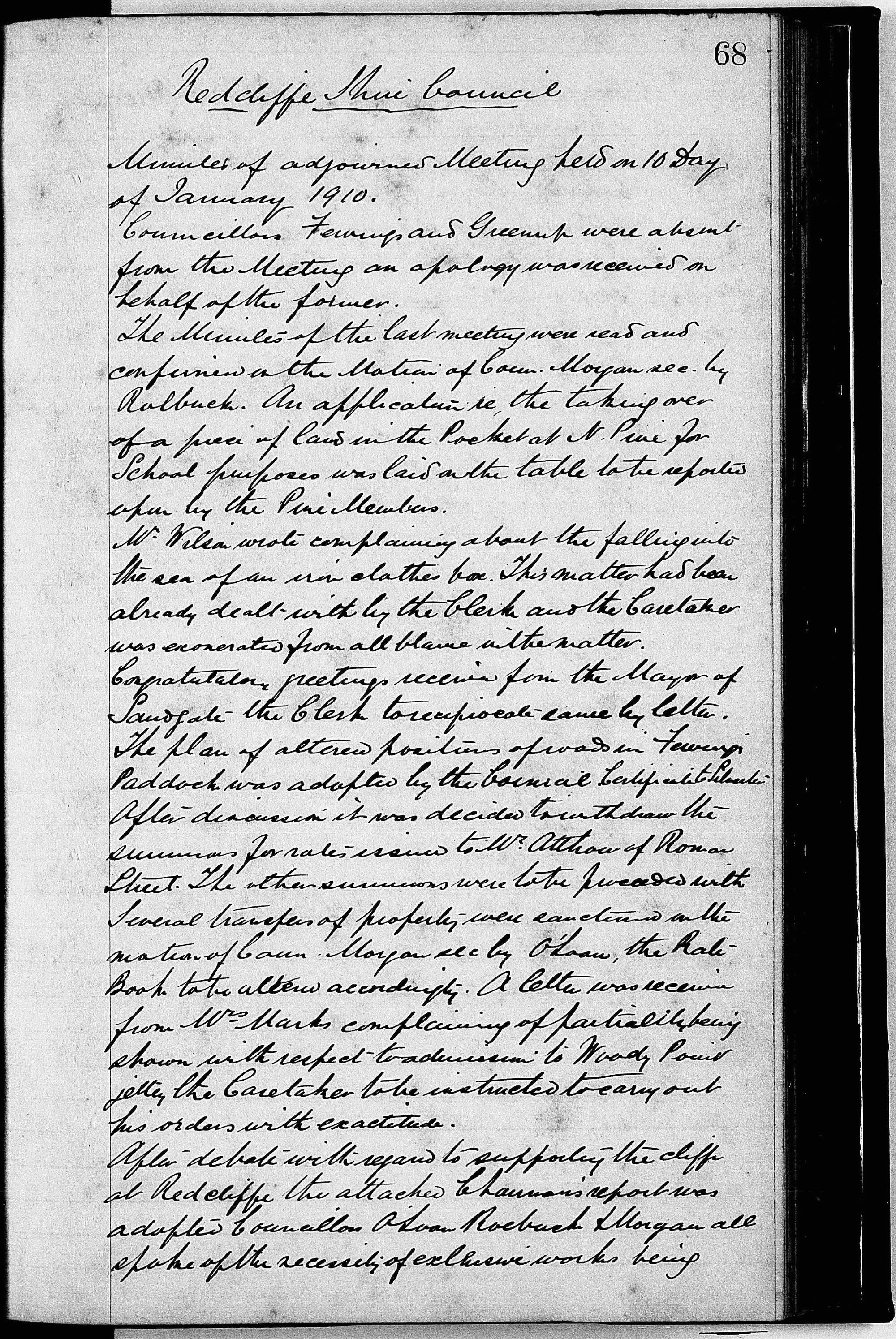 Redcliffe Shire Council Minutes - 10 January 1910 - 5 December 1910