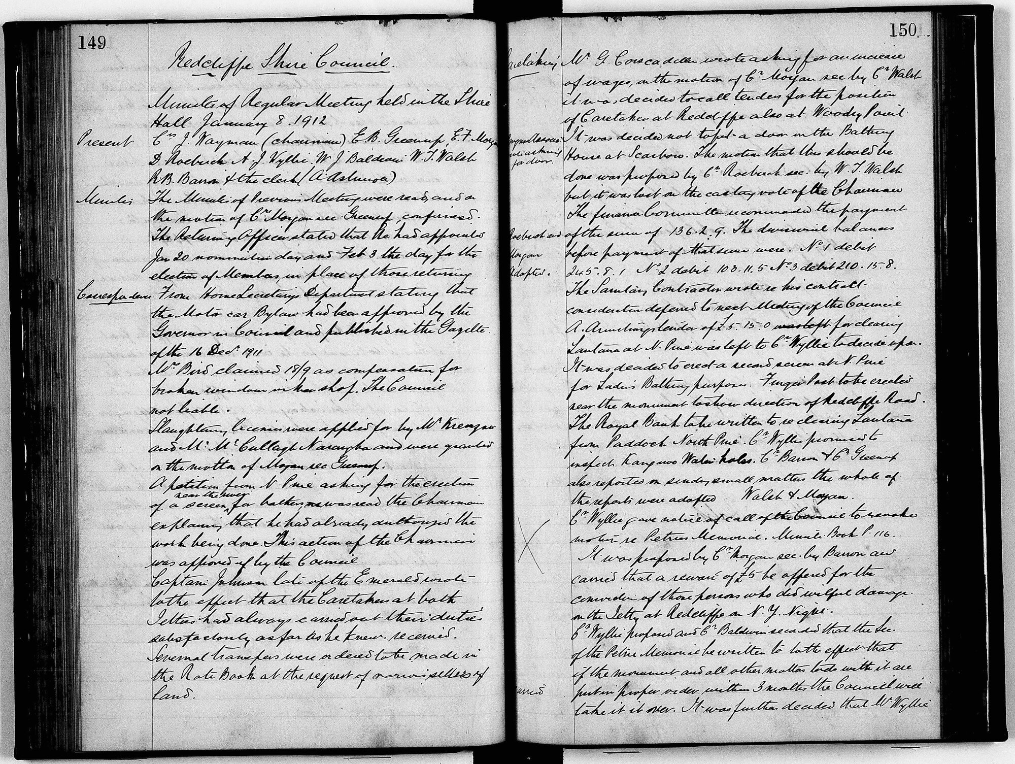 Redcliffe Shire Council Minutes - 8 January 1912 - 2 December 1912