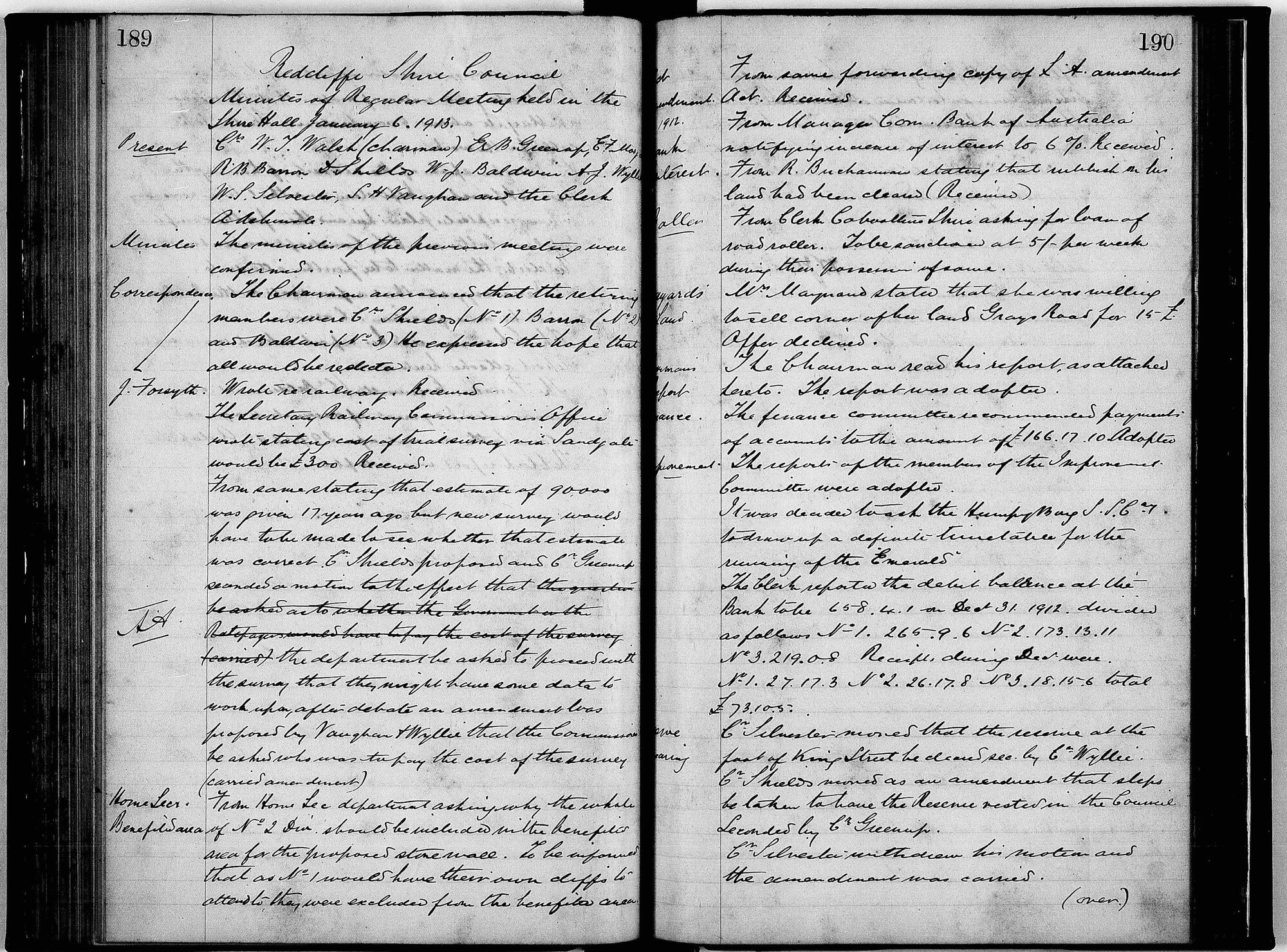 Redcliffe Shire Council Minutes - 6 January 1913 - 1 December 1913