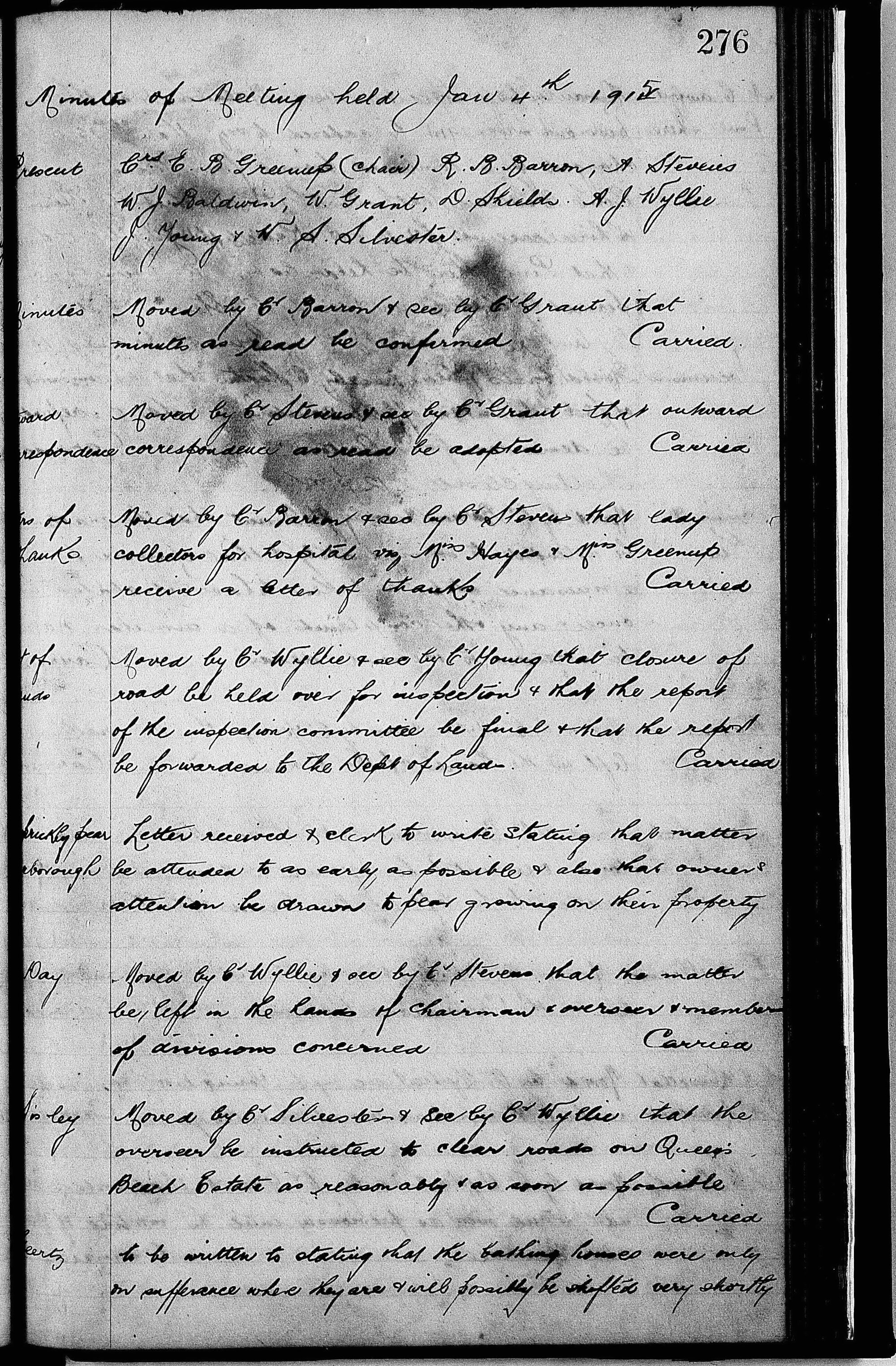 Redcliffe Shire Council Minutes - 4 January 1915 - 6 December 1915