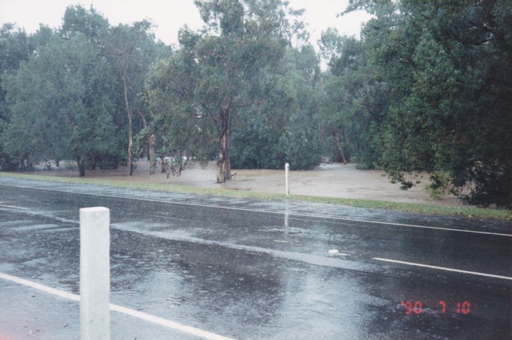 Four Mile Creek in flood