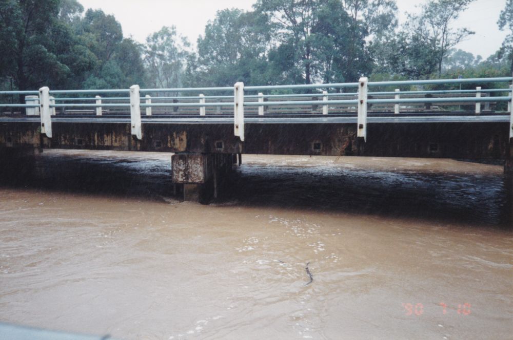Four Mile Creek in flood