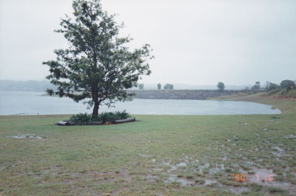 North Pine Dam during heavy rain in late April / early May 1996