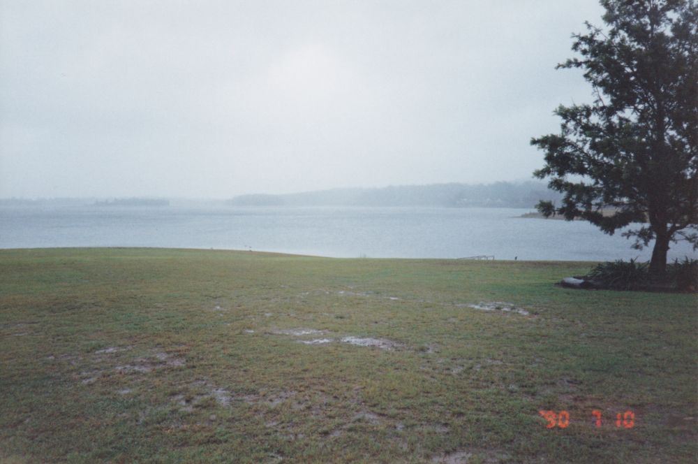 North Pine Dam during heavy rain in late April / early May 1996