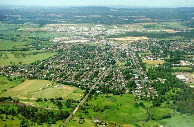 Aerial photograph looking southwest along Bells Pocket Road Strathpine towards Brendale