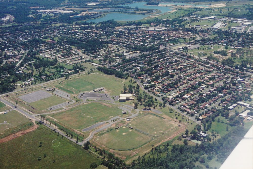 Aerial photograph taken overlooking the Les Hughes Sporting Complex on Francis Road Bray Park